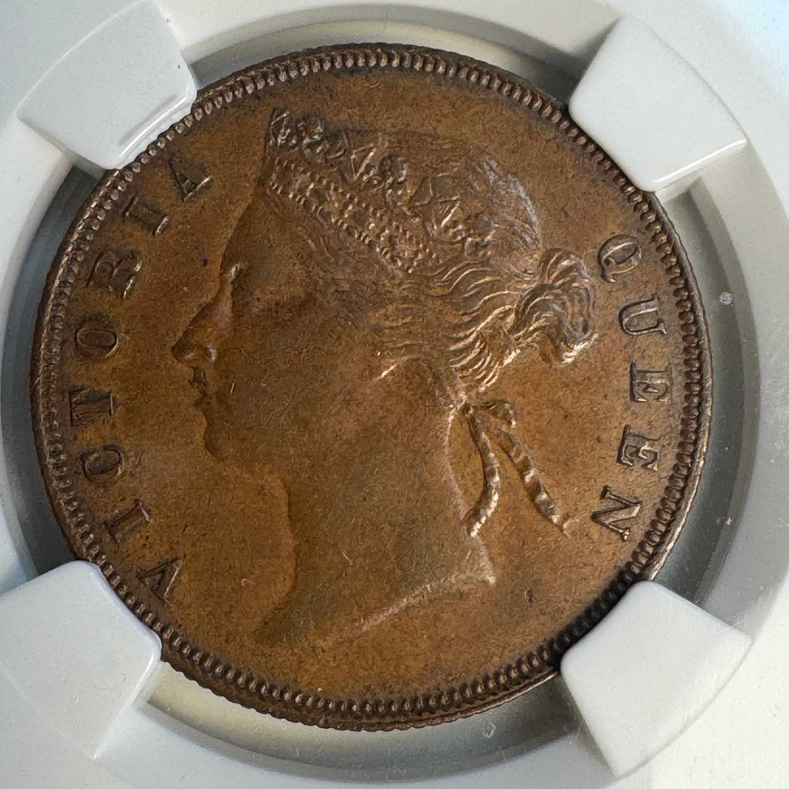 1897 Straits Settlements 1 Cent, Victoria, KM#16, NGC AU-58 BN