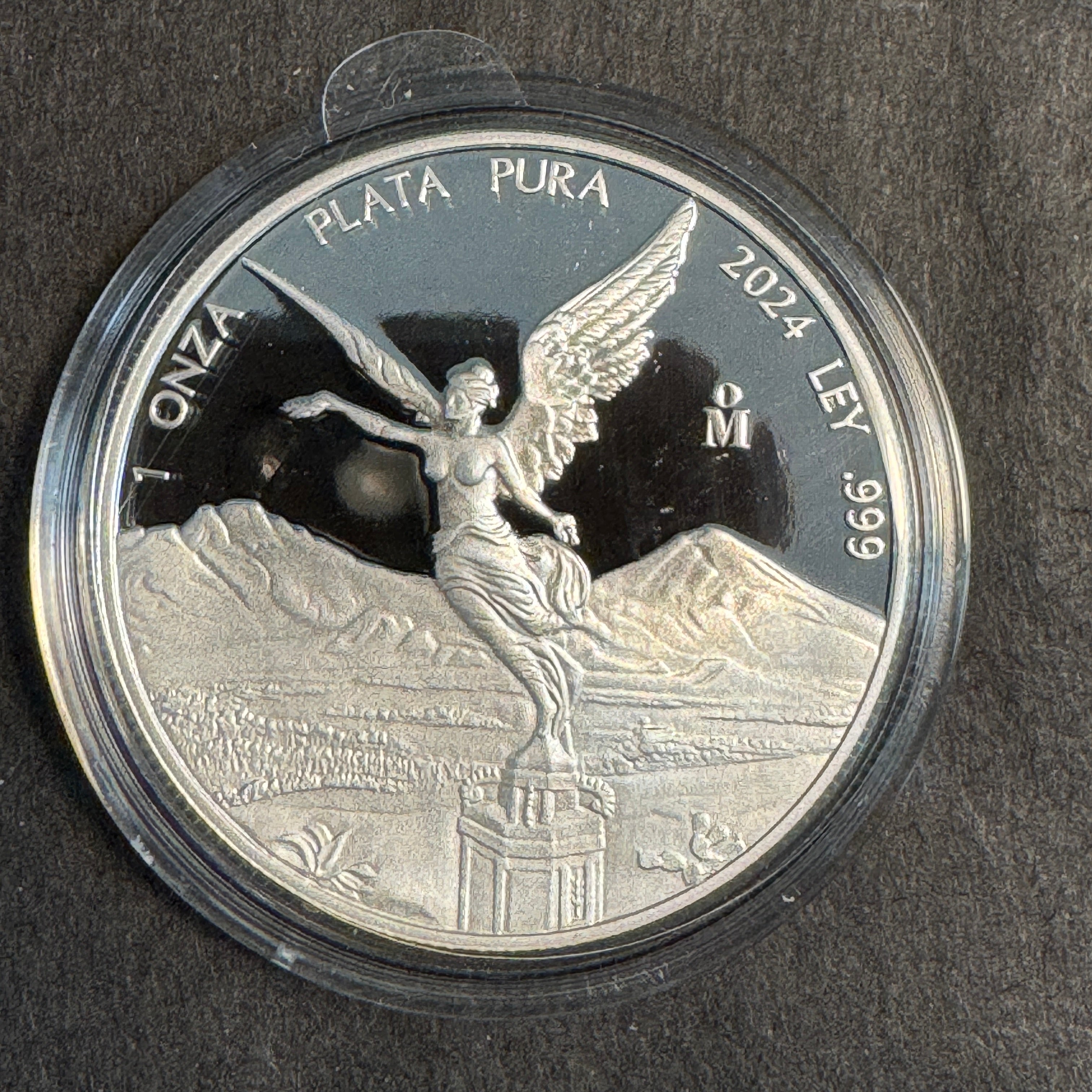 PROOF 2024 Mo Mexico Libertad 1 Onza Plata Pura, Original Capsule, Mtg 18,500 🇲🇽