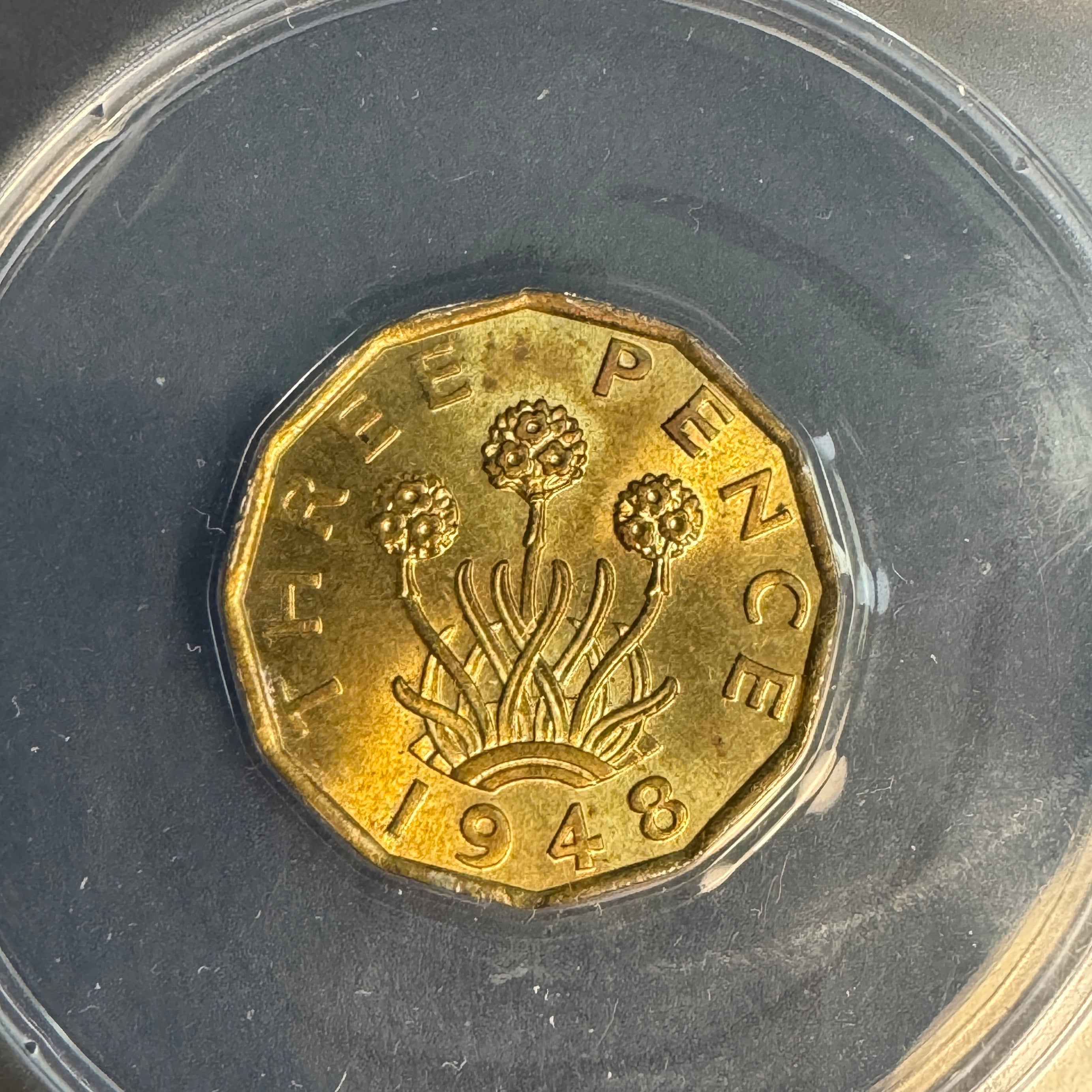 1948 Great Britain 3 Pence Ni-Br, KGVI, ANACS MS-63 🇬🇧