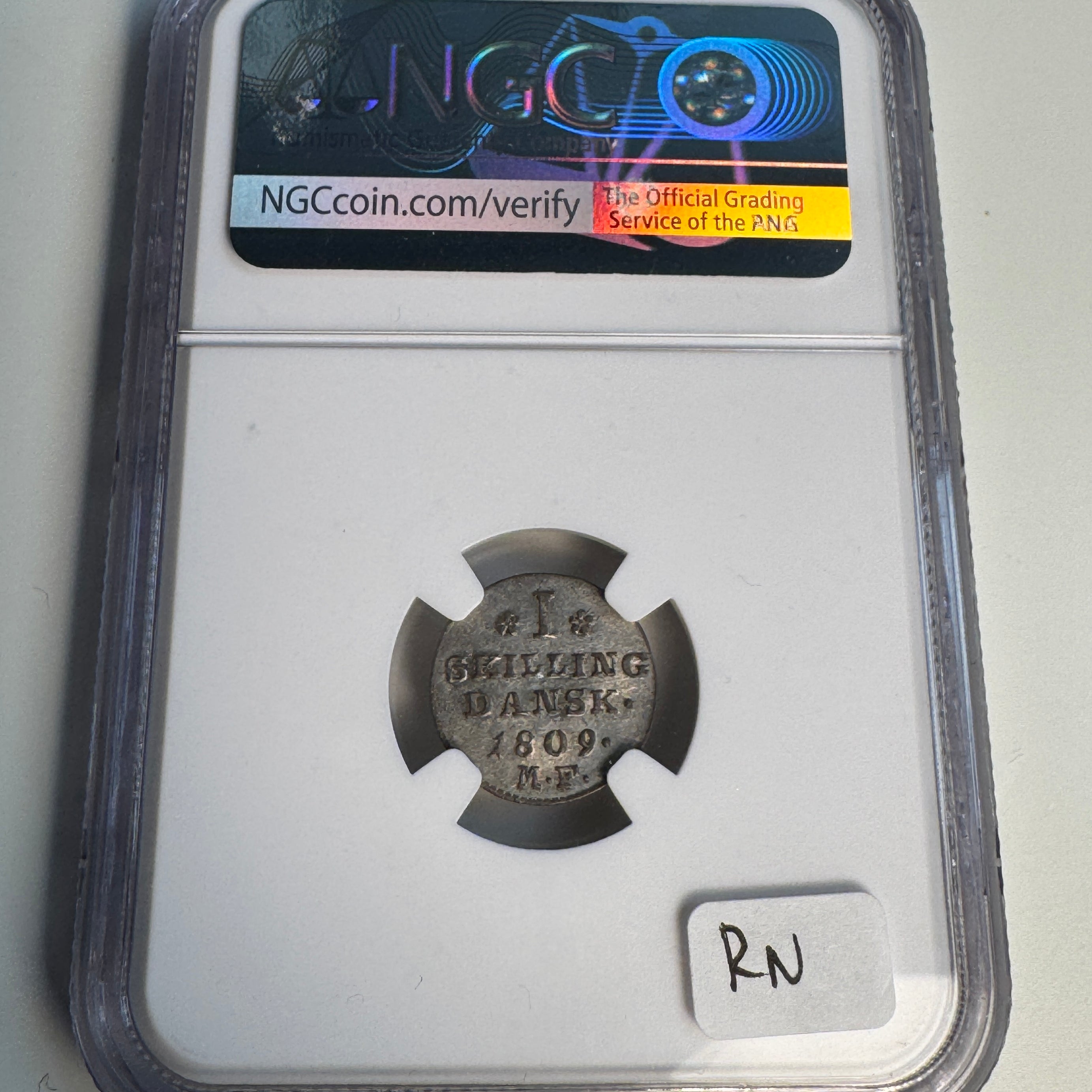 1809 MF Denmark 1 Skilling, Frederick VI, NGC AU-58 🇩🇰