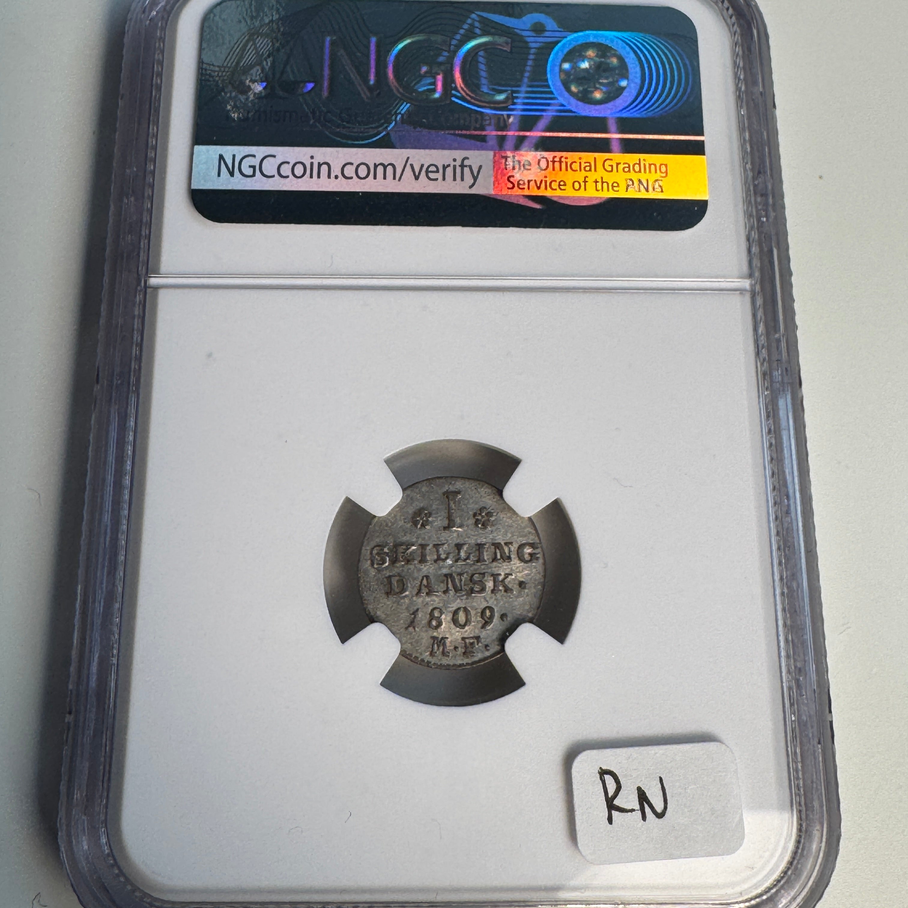 1809 MF Denmark 1 Skilling, Frederick VI, NGC AU-58 🇩🇰