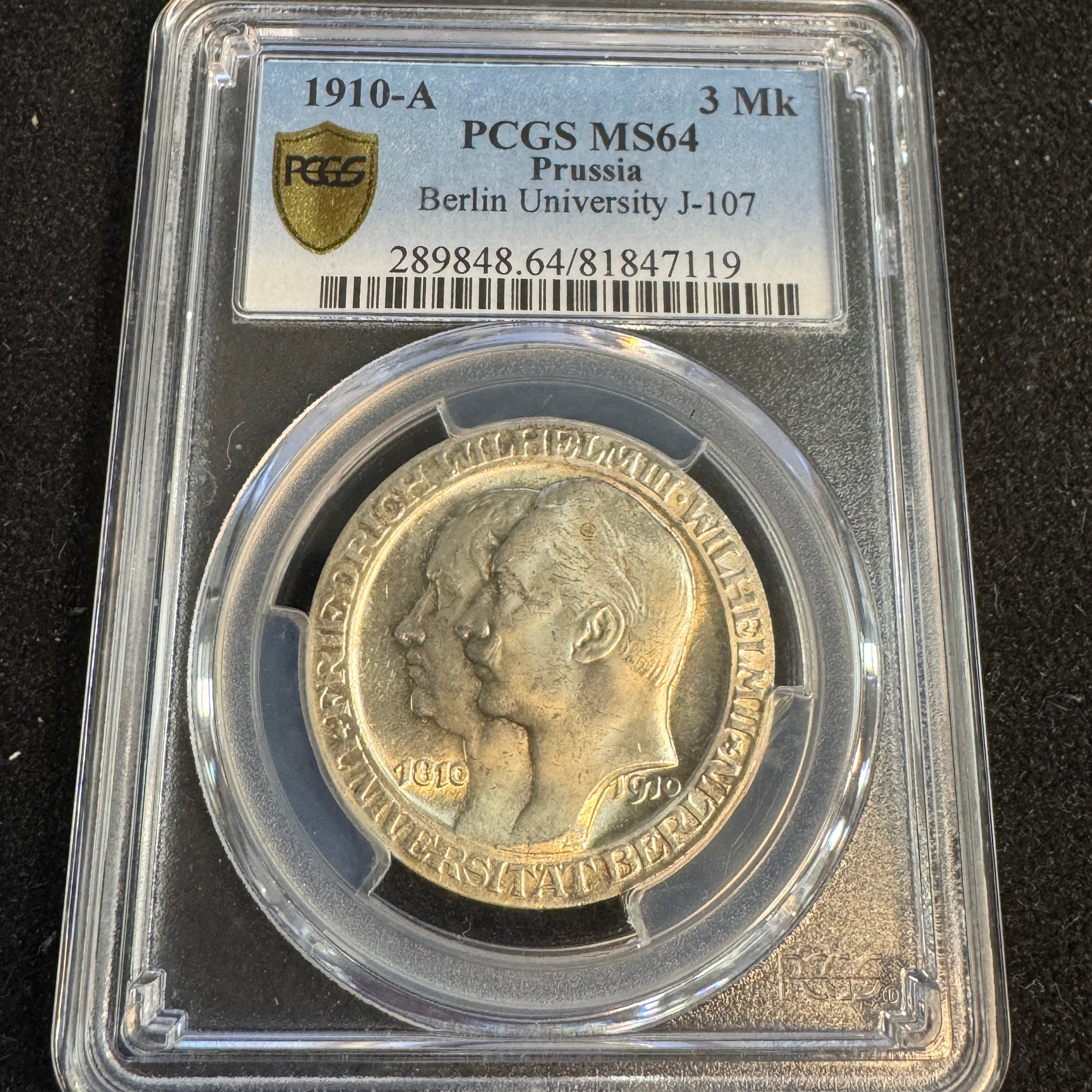 1910-A Prussia 3 Mark, Berlin University J-107, PCGS MS-64