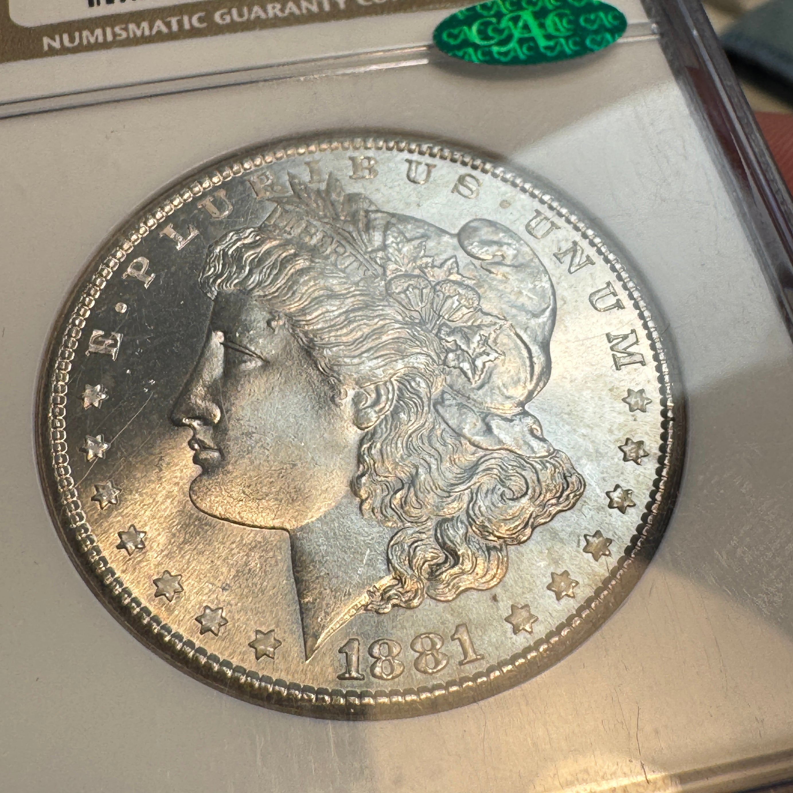 1881-S Morgan Silver Dollar NGC MS-66 Green CAC