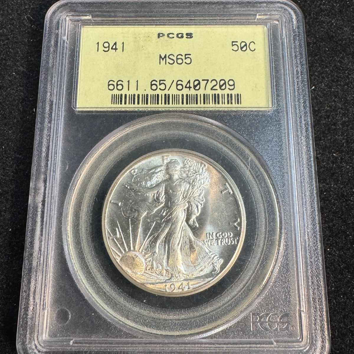 1941 Walking Liberty 50c, OGH PCGS MS-65