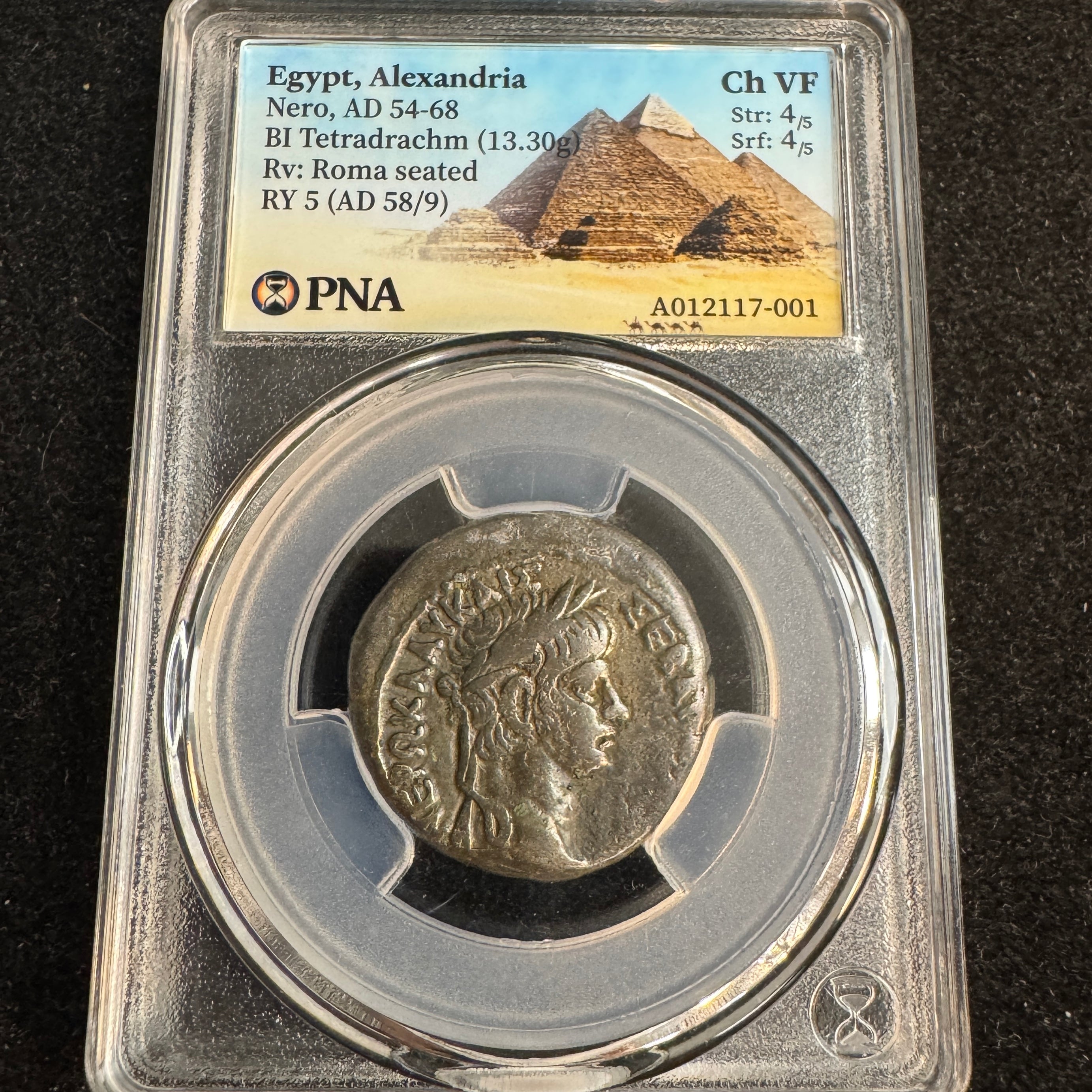 Nero (54-68 AD) Roman Egypt BI Tetradrachm, Alexandria RY 5 (58/9 AD) RV: Roma - PNA Choice VF