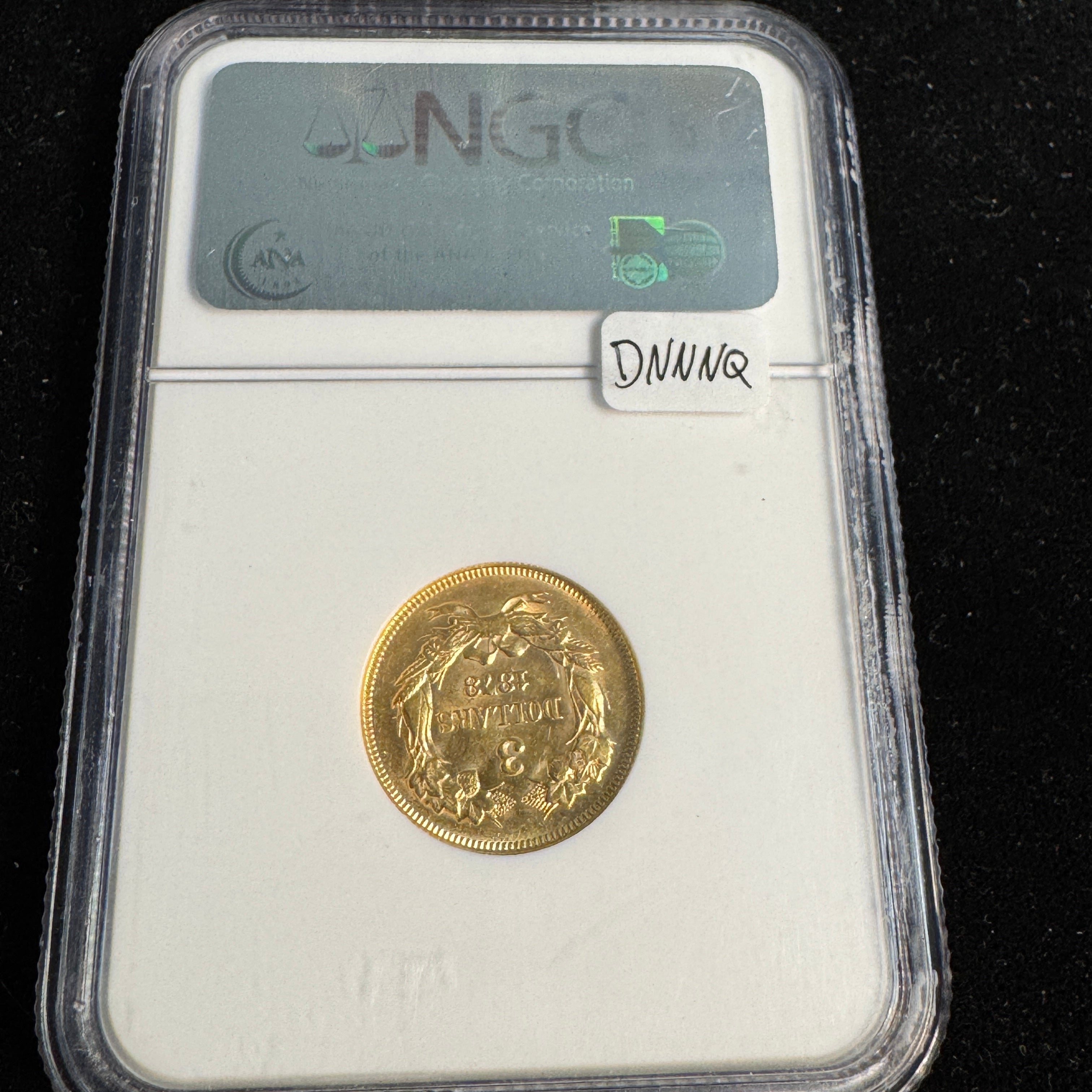 1878 Indian Princess $3 US Gold, NGC MS-62