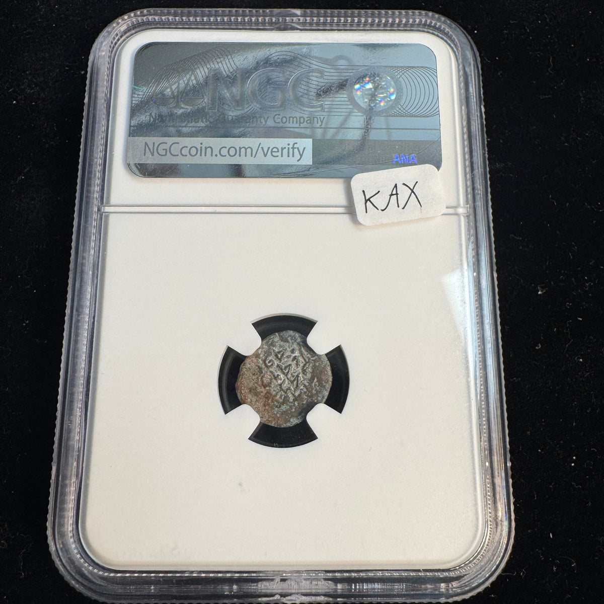 Judea: Hasmonean Kings AE Prutah, Mark 12 “Widow’s Mite” - NGC certified
