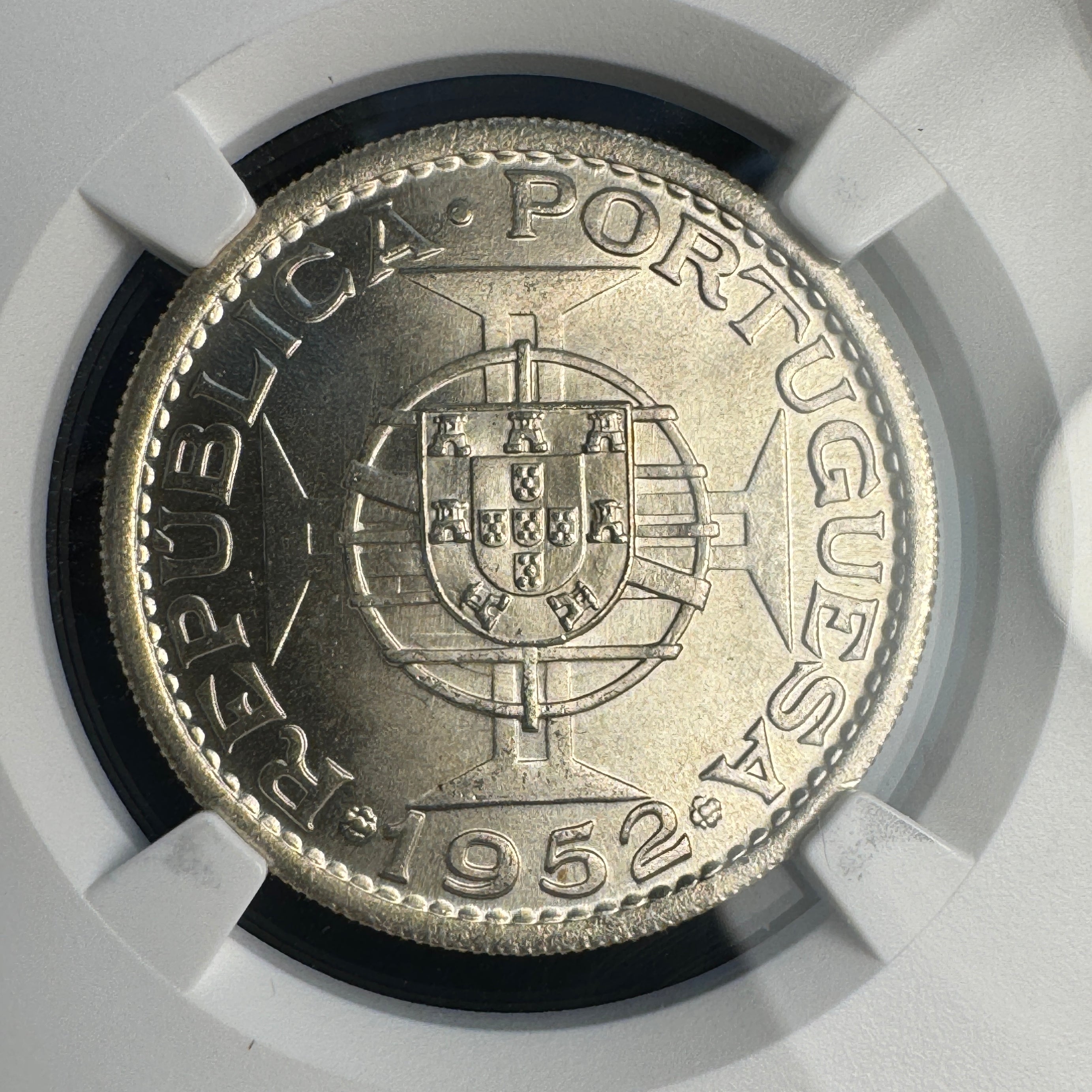 1952 Mozambique Silver 20 Escudos, Portuguese Colonial, NGC MS-66, Pop 4/3 🇵🇹