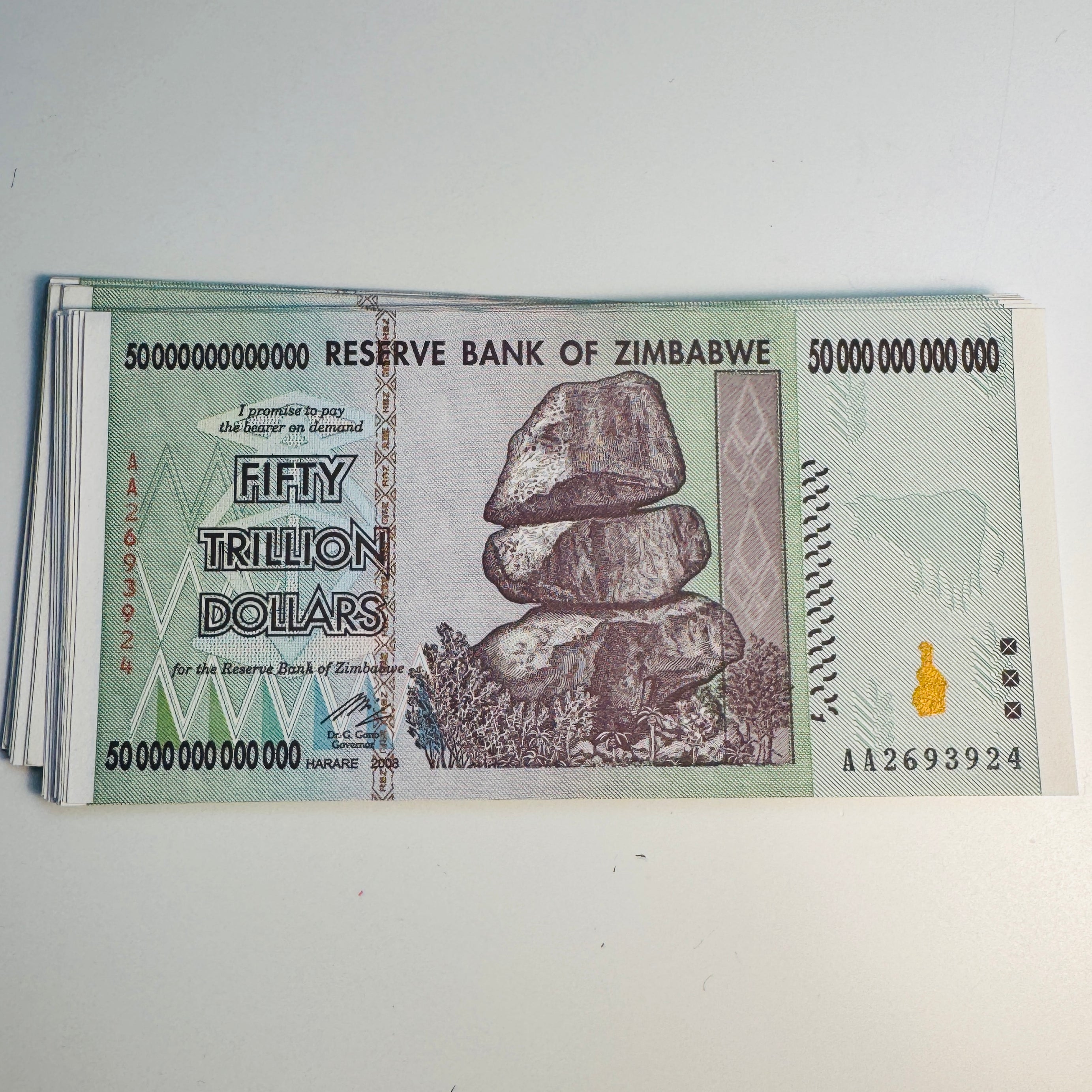 2008 Zimbabwe $50 Trillion Dollars Banknote AU/CU