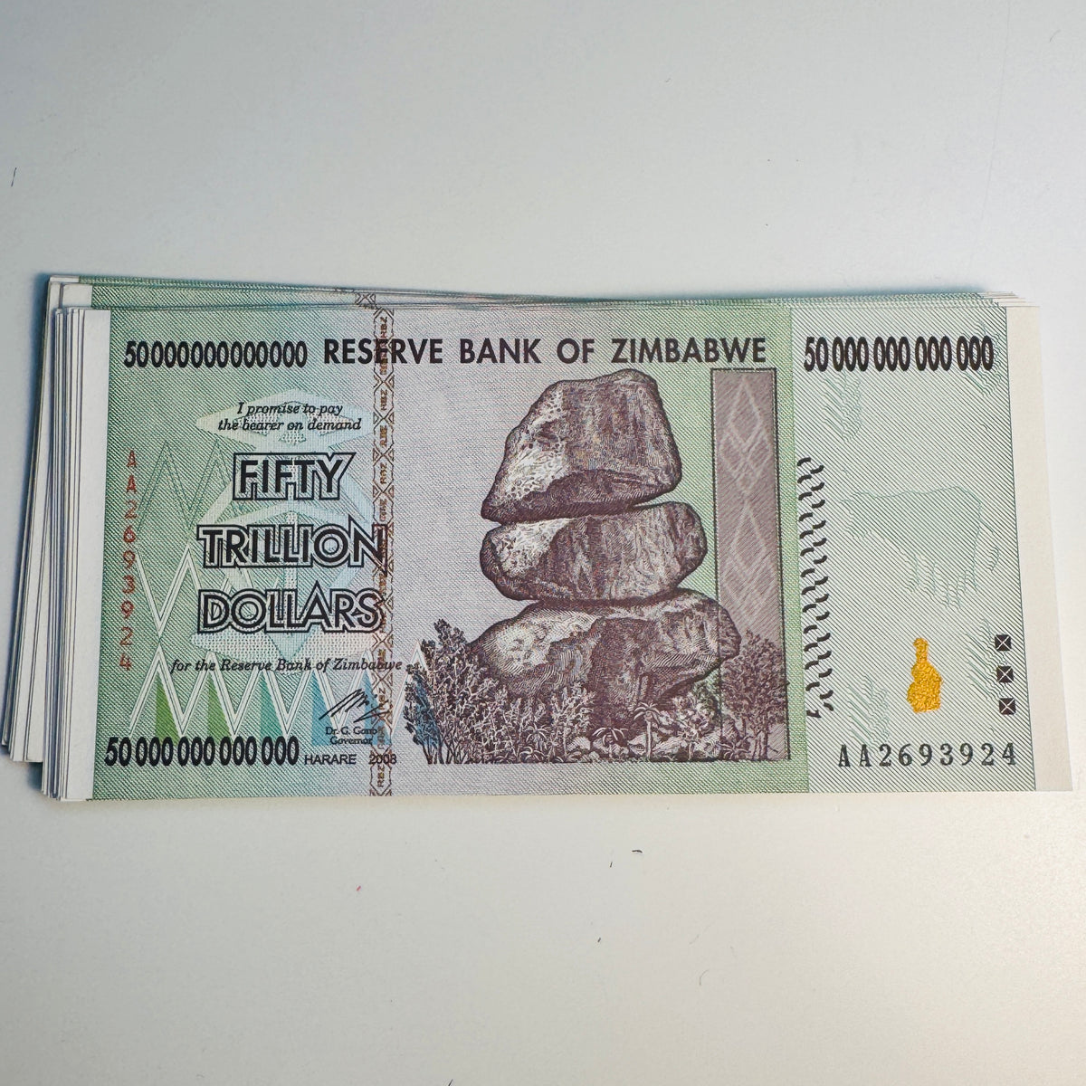 2008 Zimbabwe $50 Trillion Dollars Banknote AU/CU