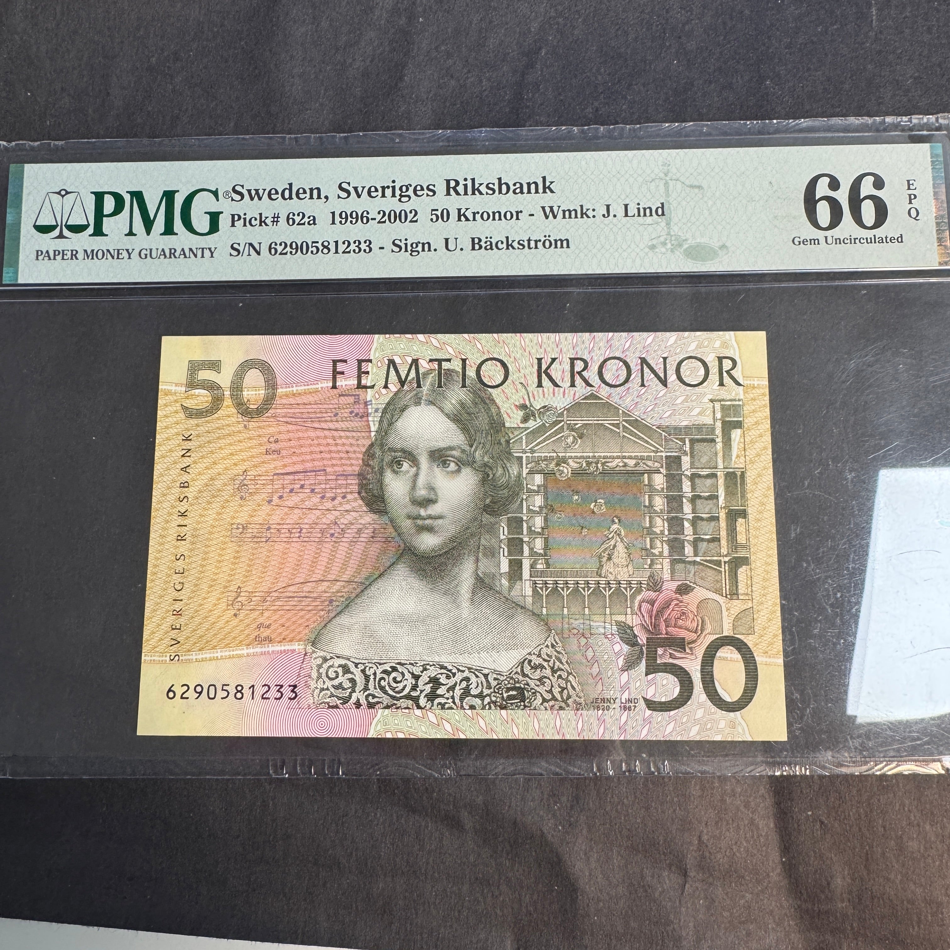 (1996-2002) Sweden 50 Kronor, Jenny Lind, PMG Gem UNC 66 EPQ