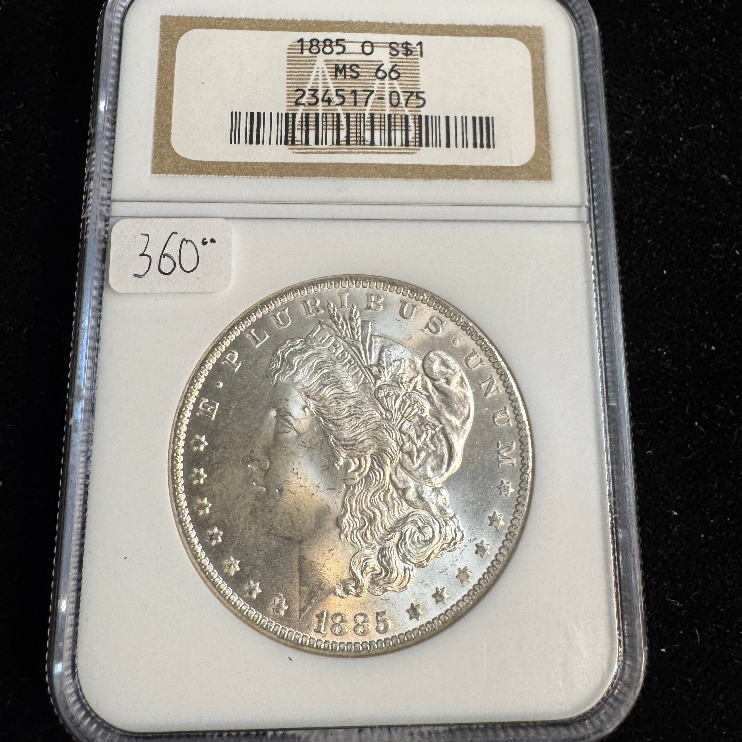 1885-O Morgan Silver Dollar, NGC MS-66