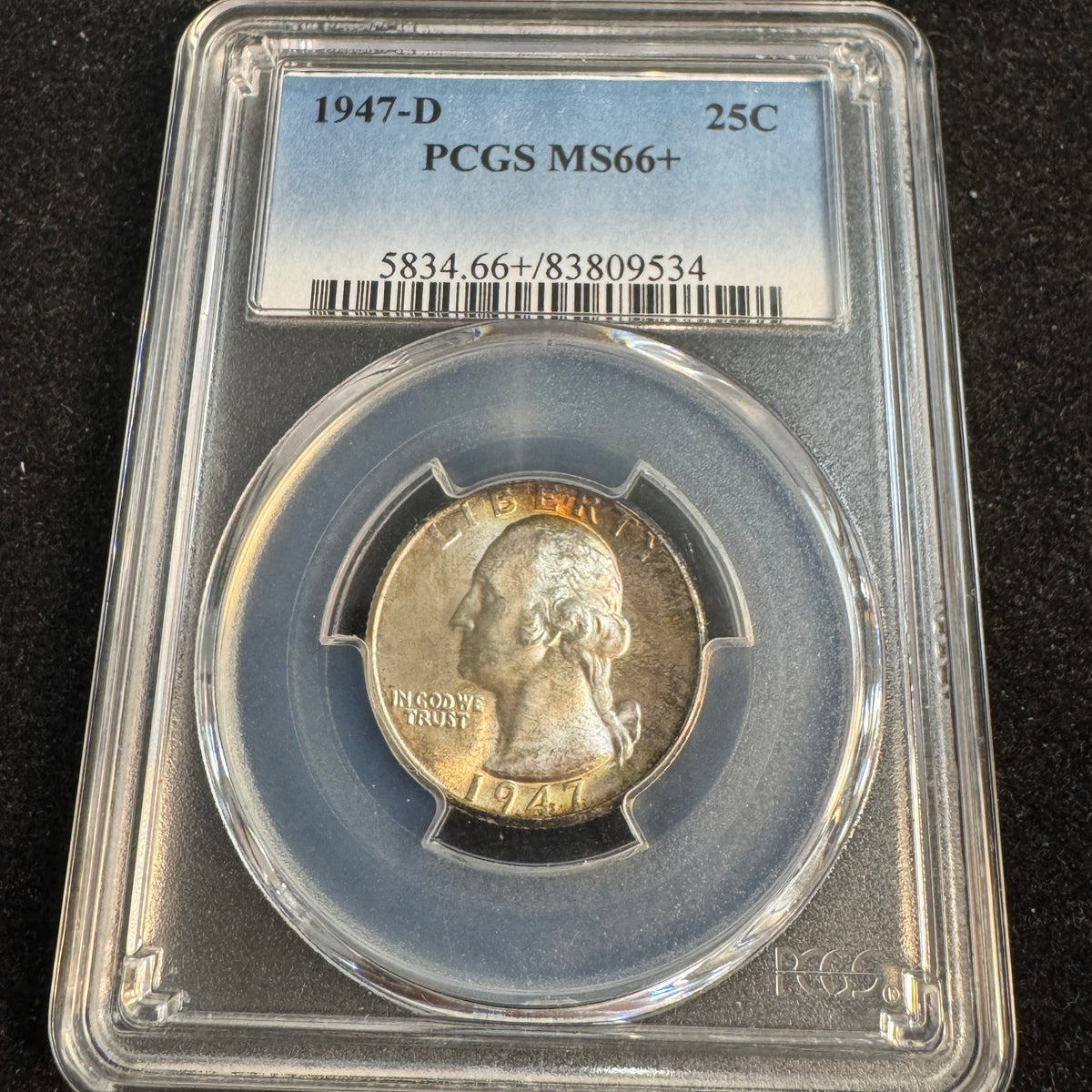 1947-D Washington Quarter 25c, PCGS MS-66+