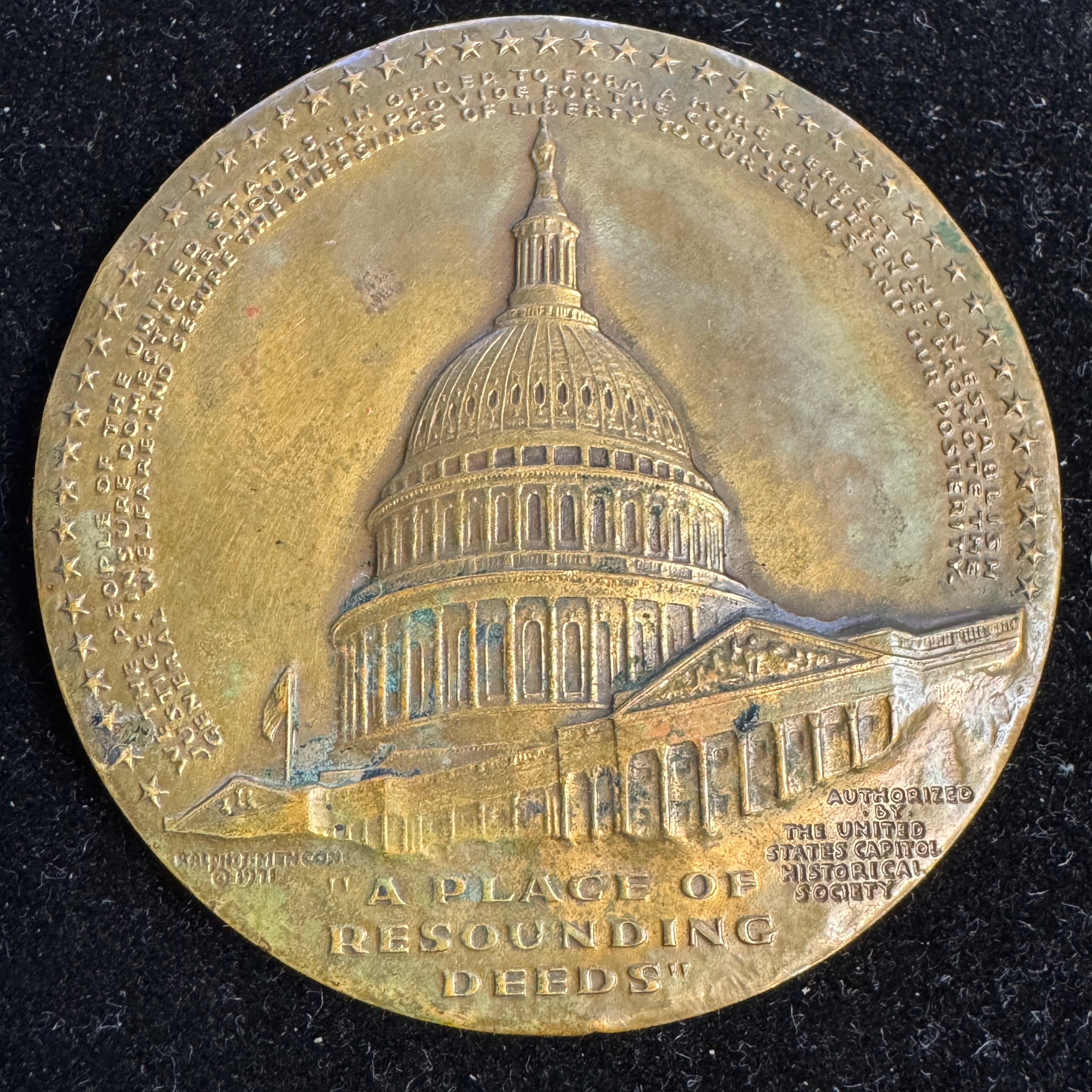 1793 Cornerstone of US Capitol Laid, 1980 Medallic Art Co for US Capitol Historic Society, 63mm Bronze