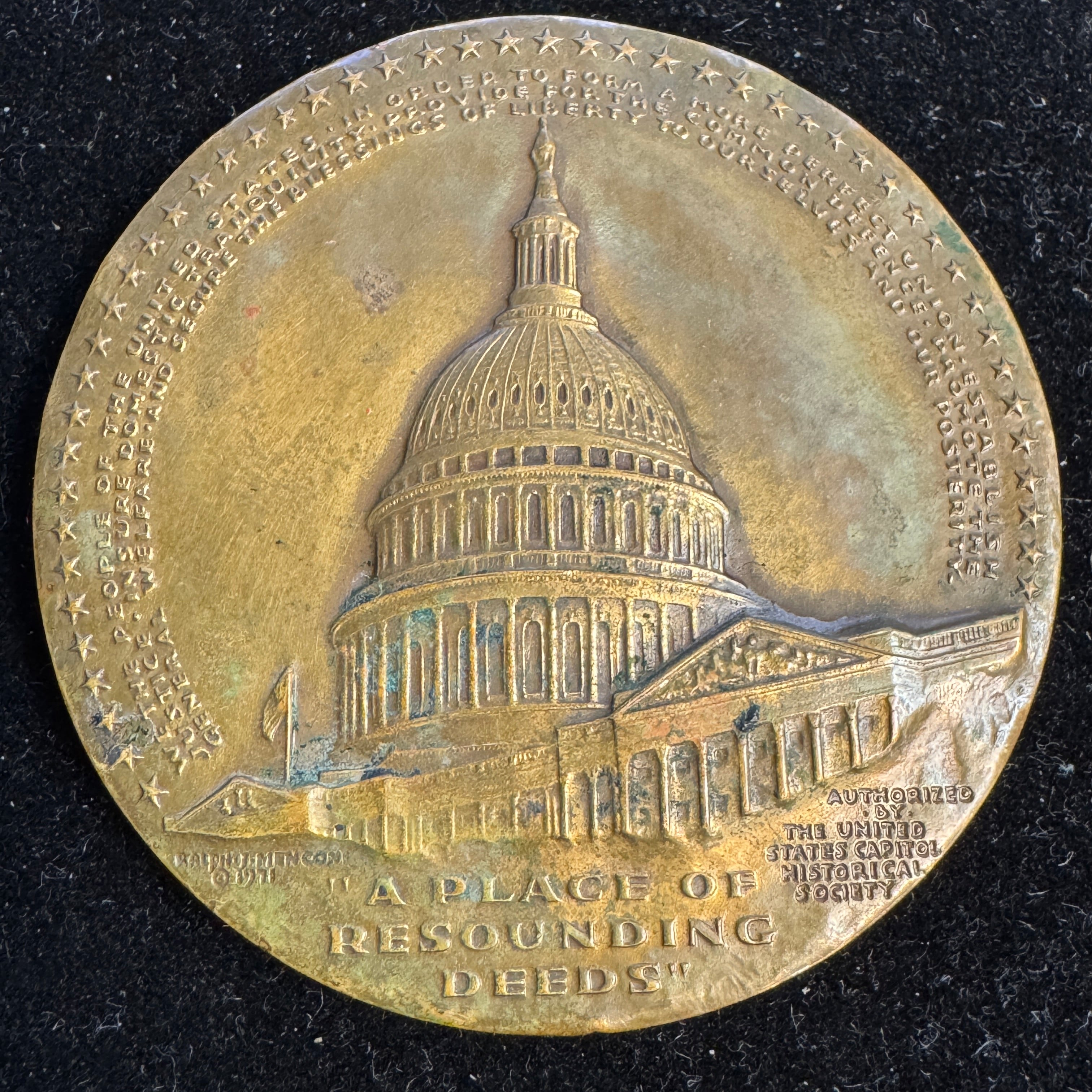 1793 Cornerstone of US Capitol Laid, 1980 Medallic Art Co for US Capitol Historic Society, 63mm Bronze