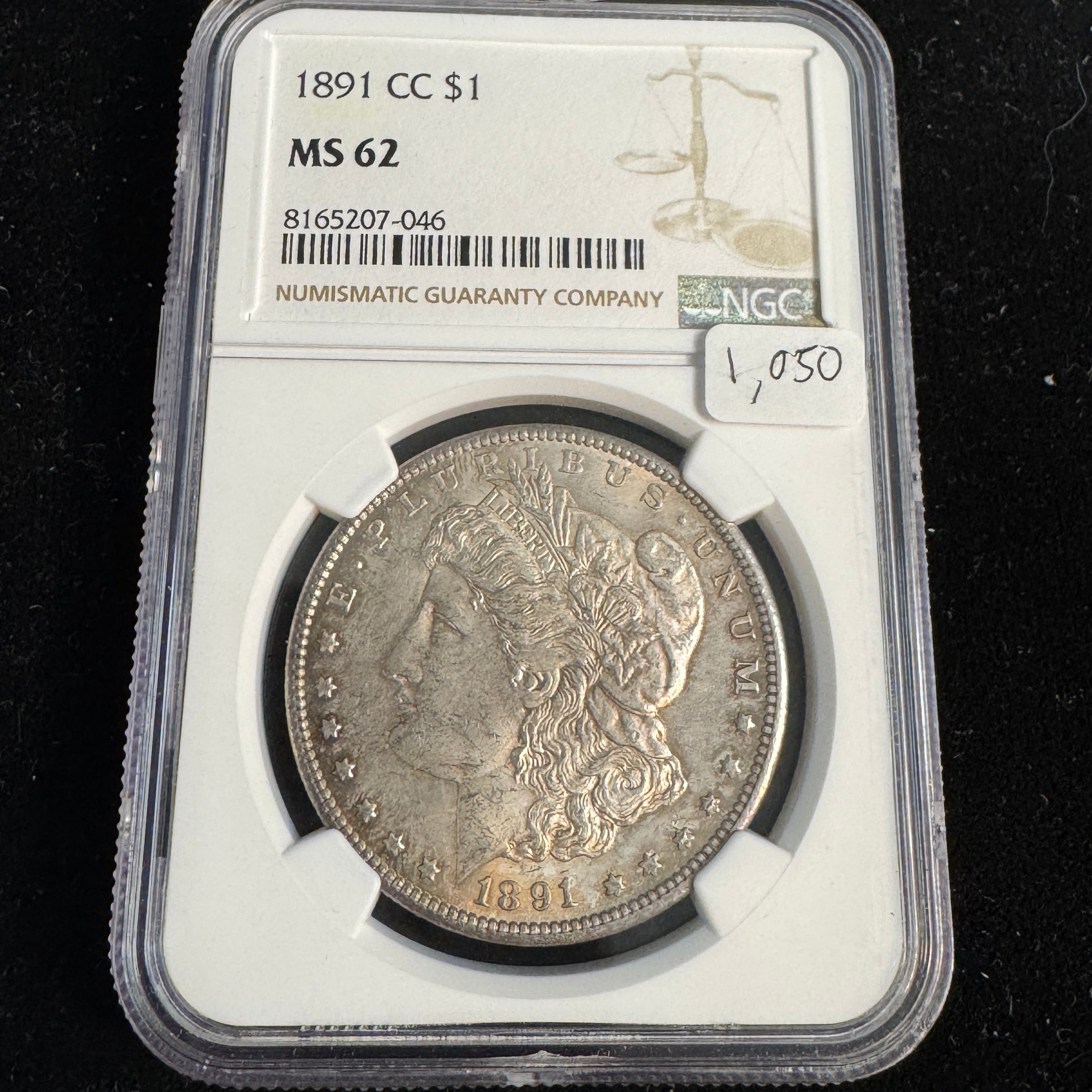 1891-CC Morgan Silver Dollar, NGC MS-62