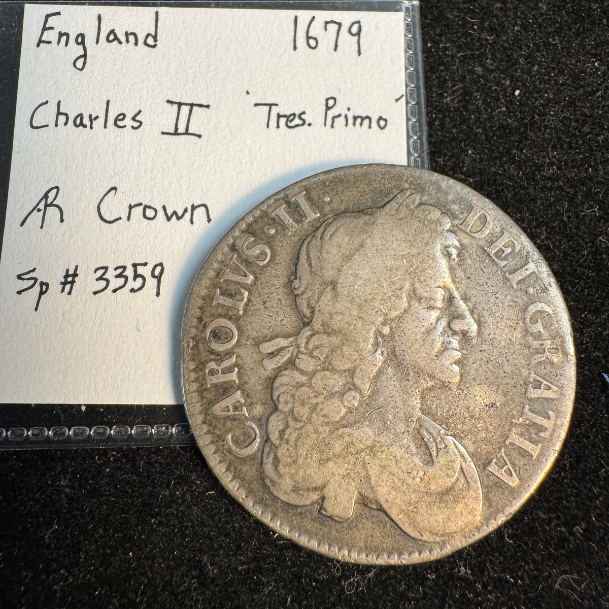 1679 England Crown, Charles II, Tres Primo, Sp#3359 - Fine 🏴󠁧󠁢󠁥󠁮󠁧󠁿