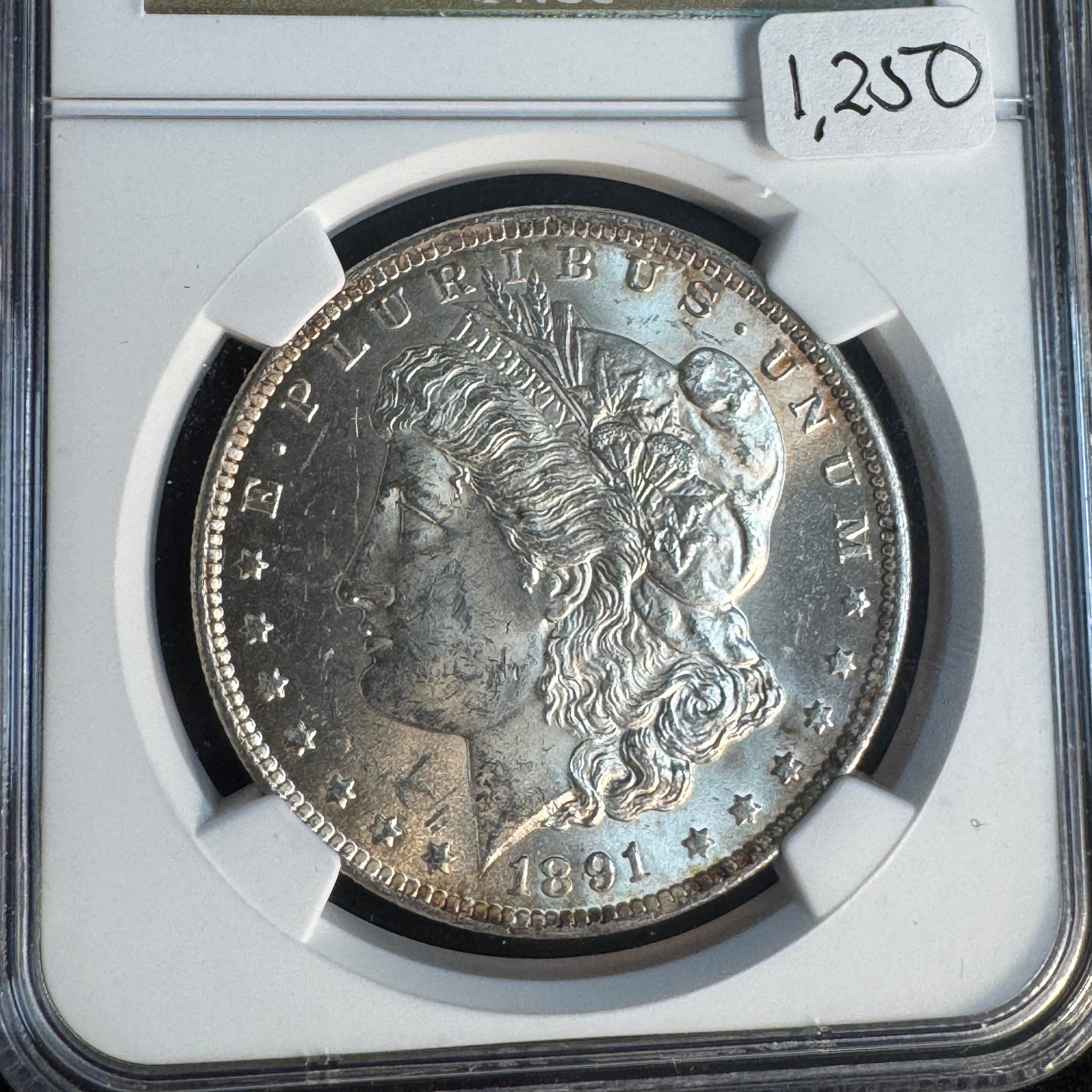 1891-CC Morgan Silver Dollar, NGC MS-63