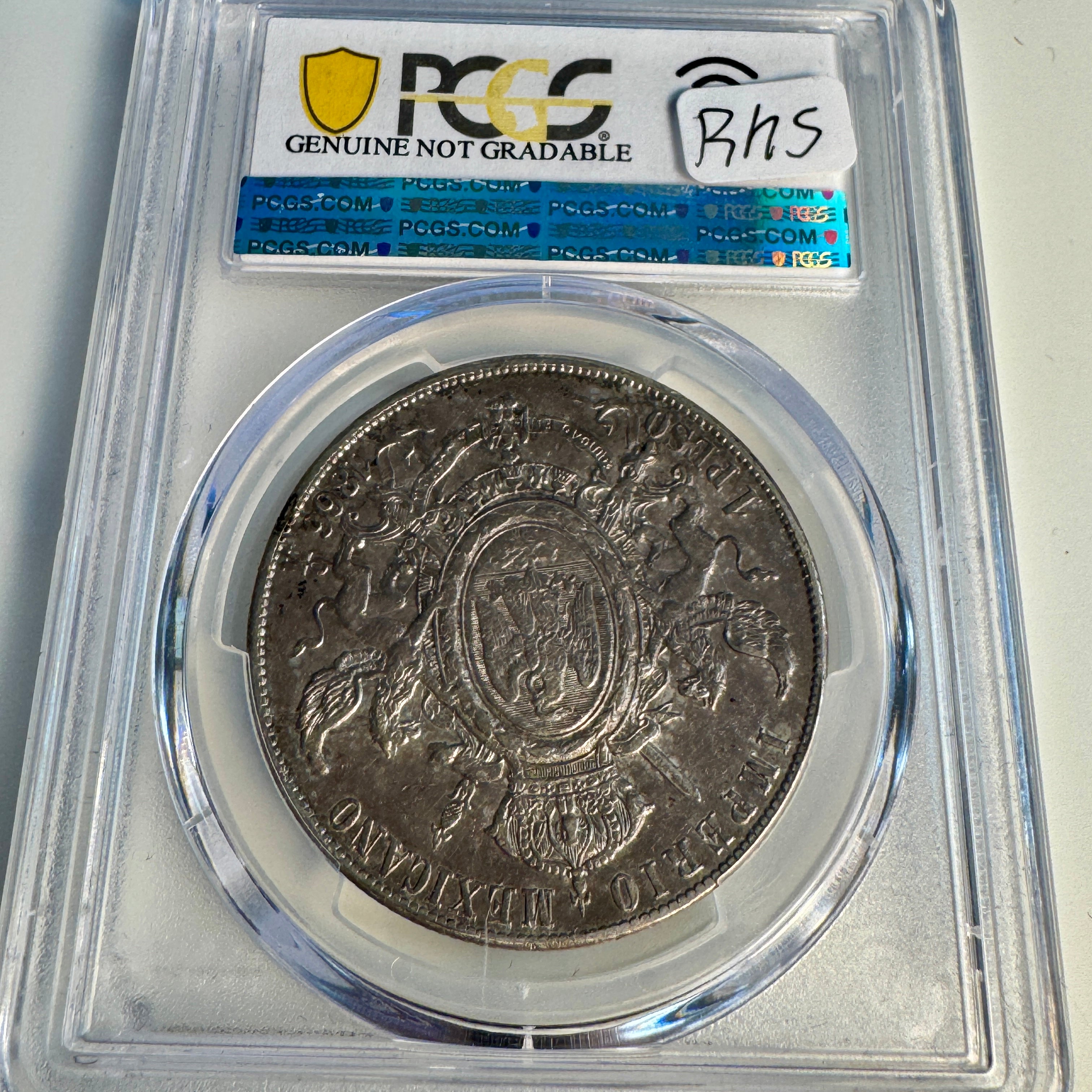 1866-Mo Empire of Maximilian Mexico AR 1 Peso, PCGS AU Details