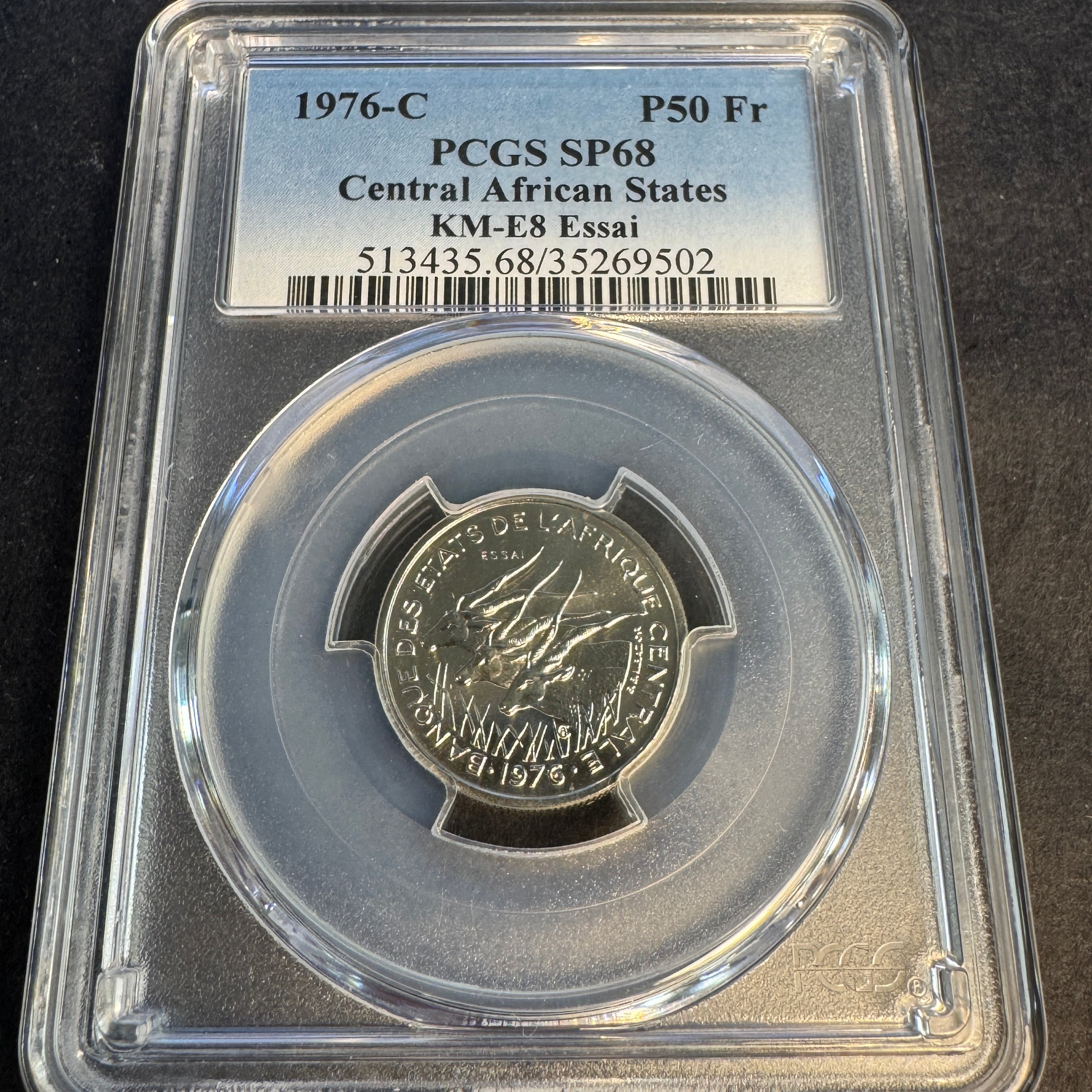 1976-C (Congo) Central African States 50 Francs ESSAI, PCGS SP-68, 1900 mtg.