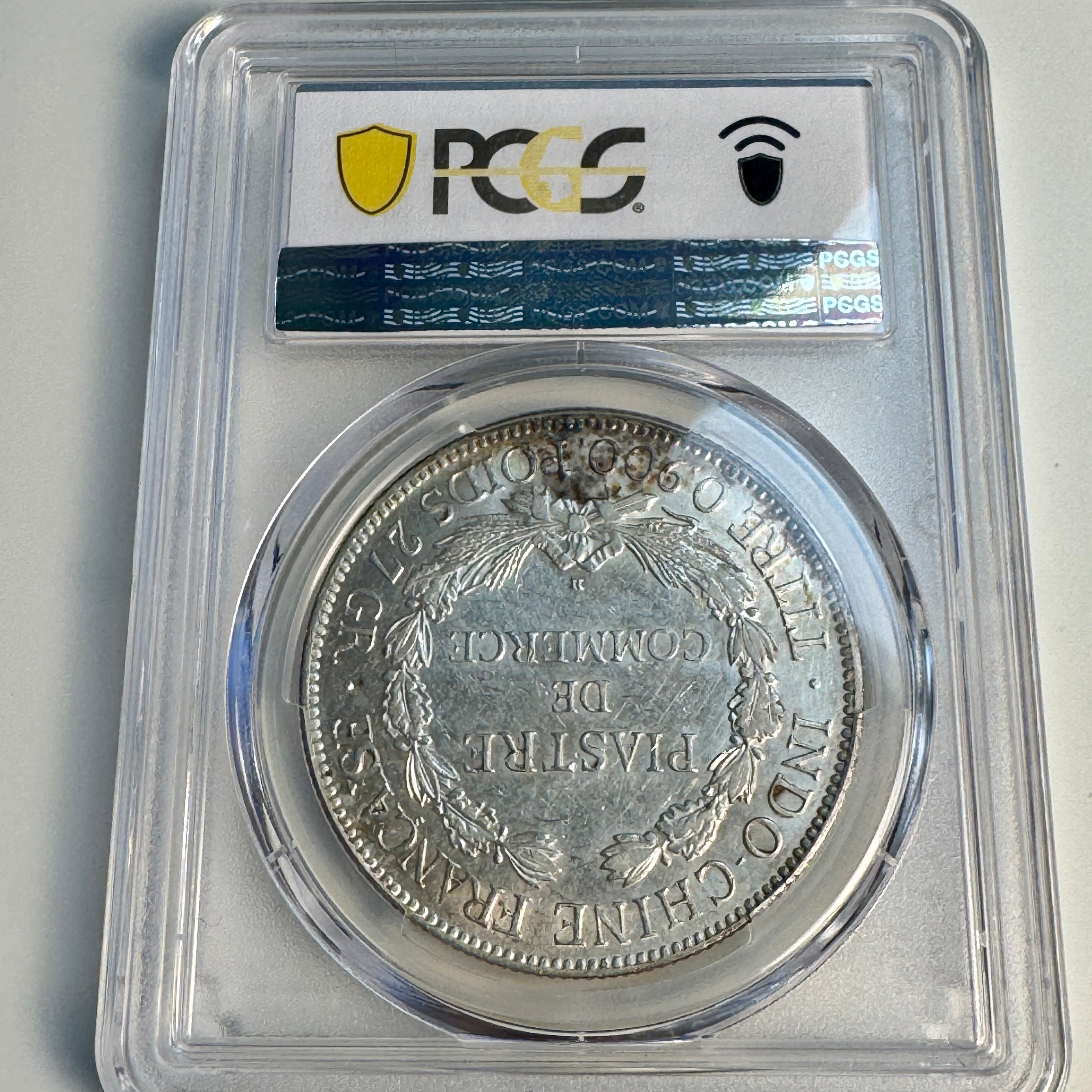 1921-H French Indo-China 1 Piastre, Lec-297, PCGS AU-53