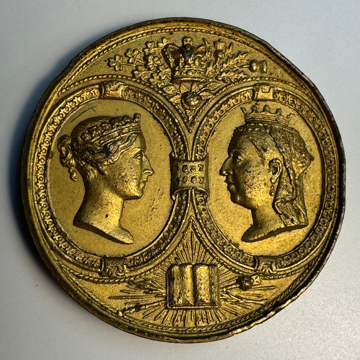 1837-1887 Victoria Golden Jubilee Coronation Medal, Gilded White Metal, 37mm