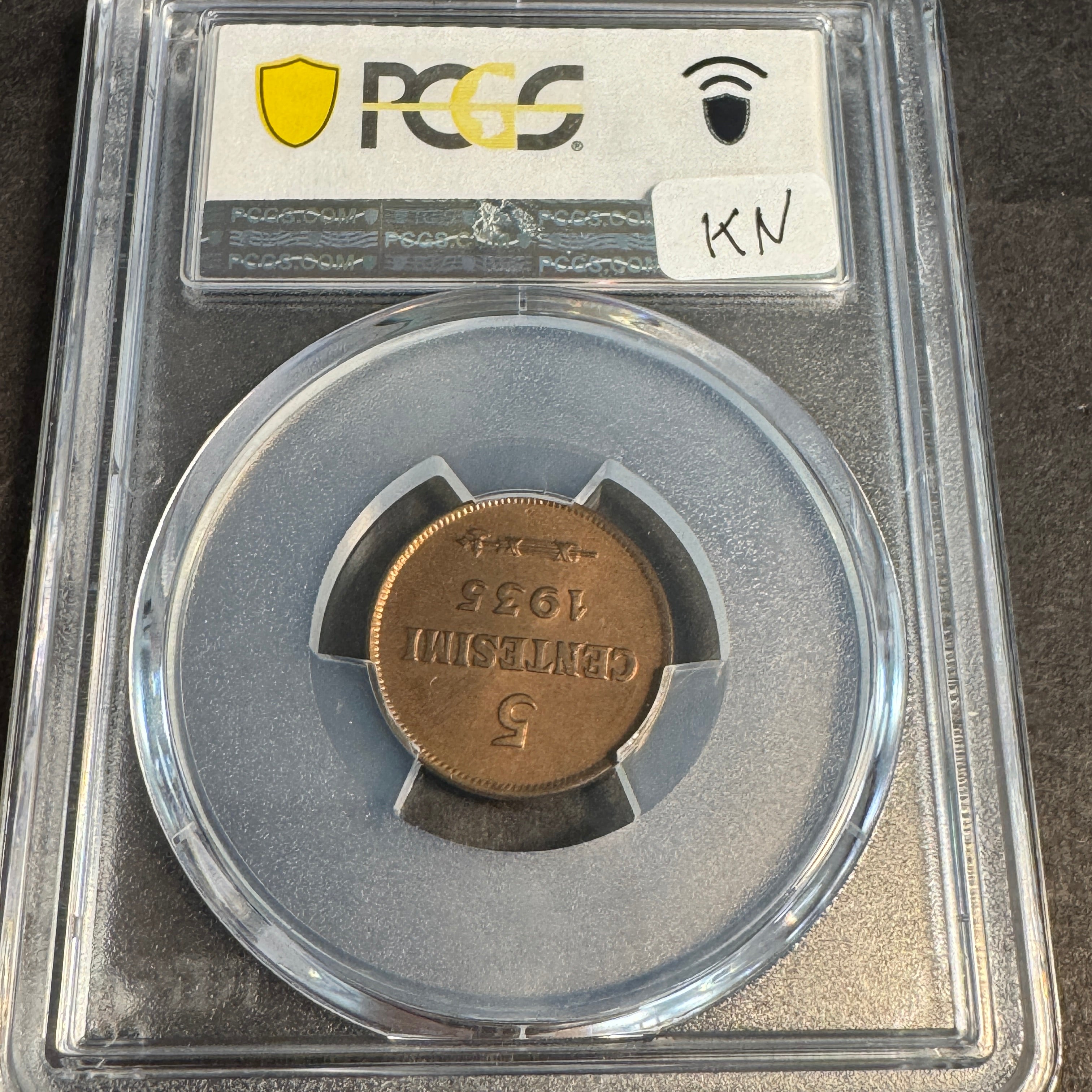 1935-R San Marino 5 Centesimi, PCGS MS-65 RB