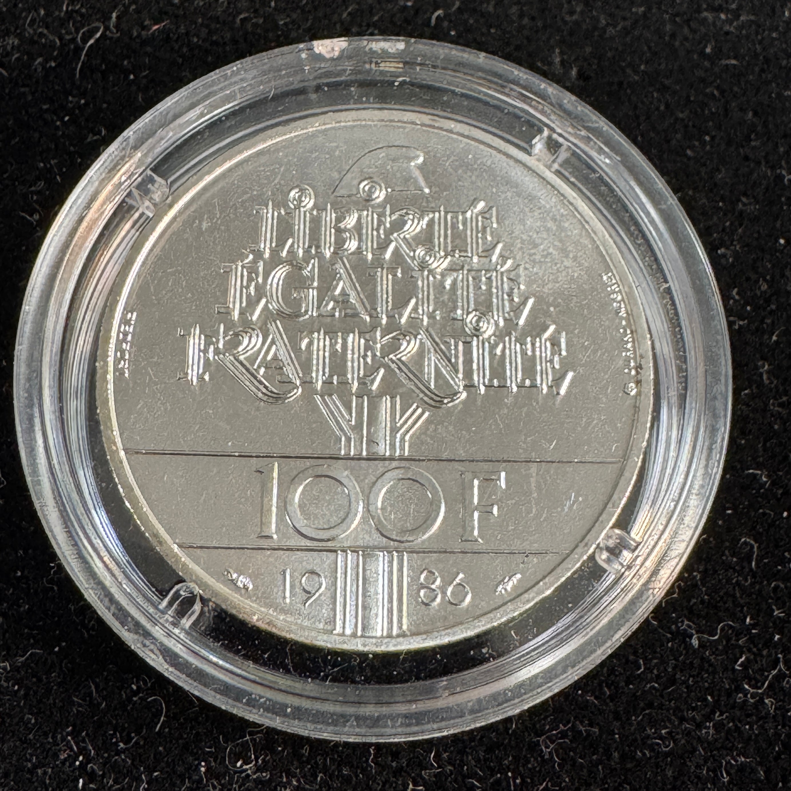 1986 France 100 Francs Silver Statue of Liberty, 30g PIEDFORT - UNC