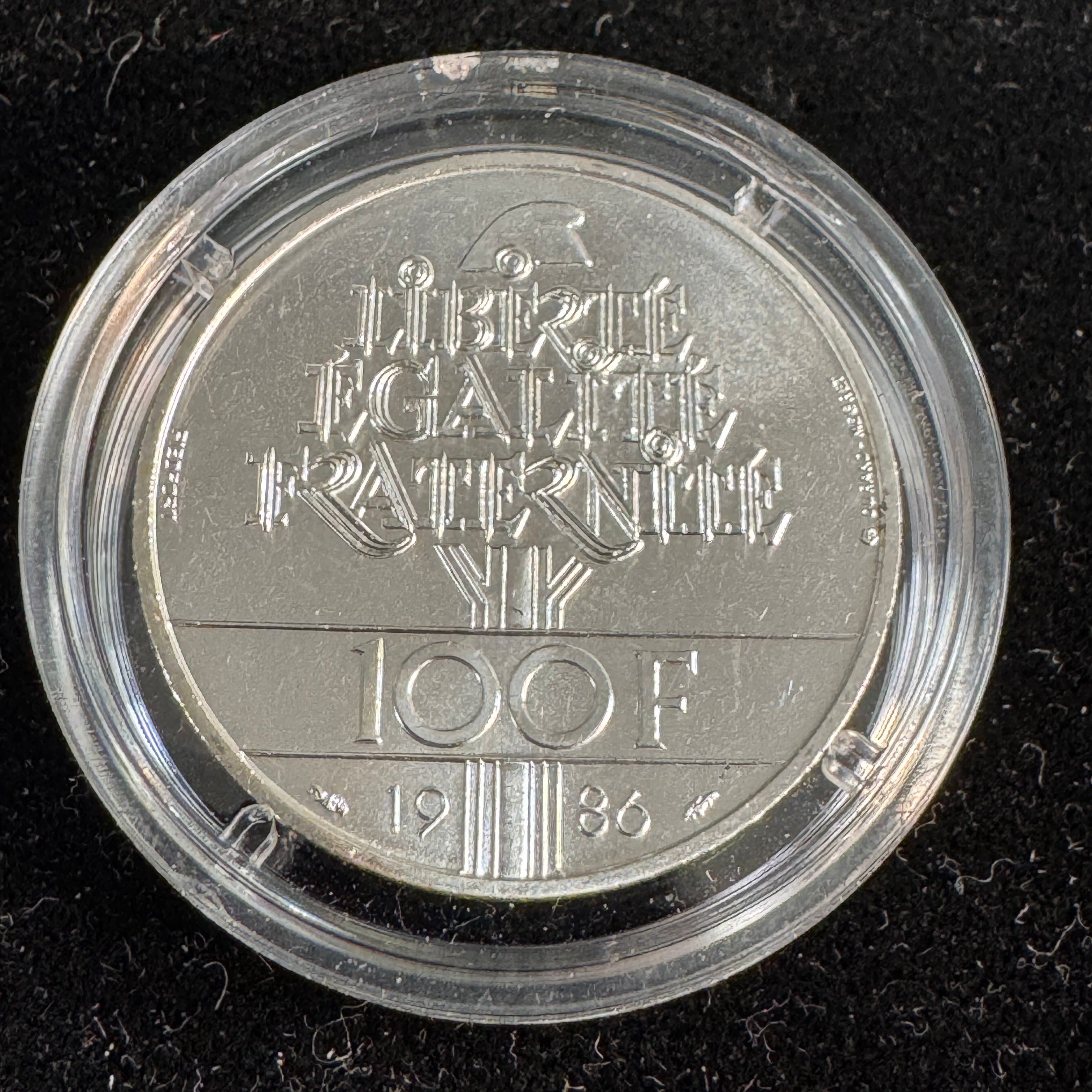 1986 France 100 Francs Silver Statue of Liberty, 30g PIEDFORT - UNC