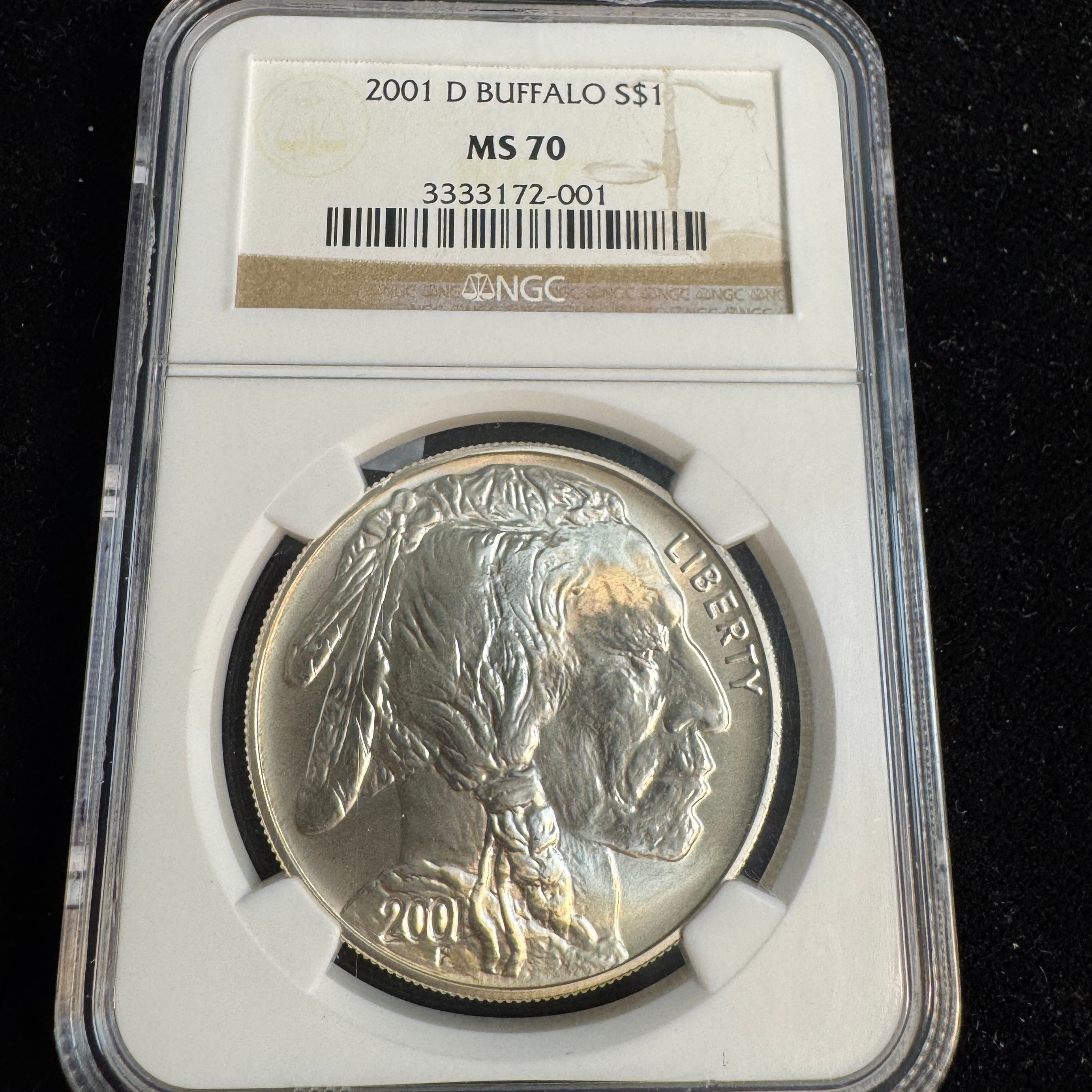 2001-D Buffalo Silver Dollar, NGC MS-70