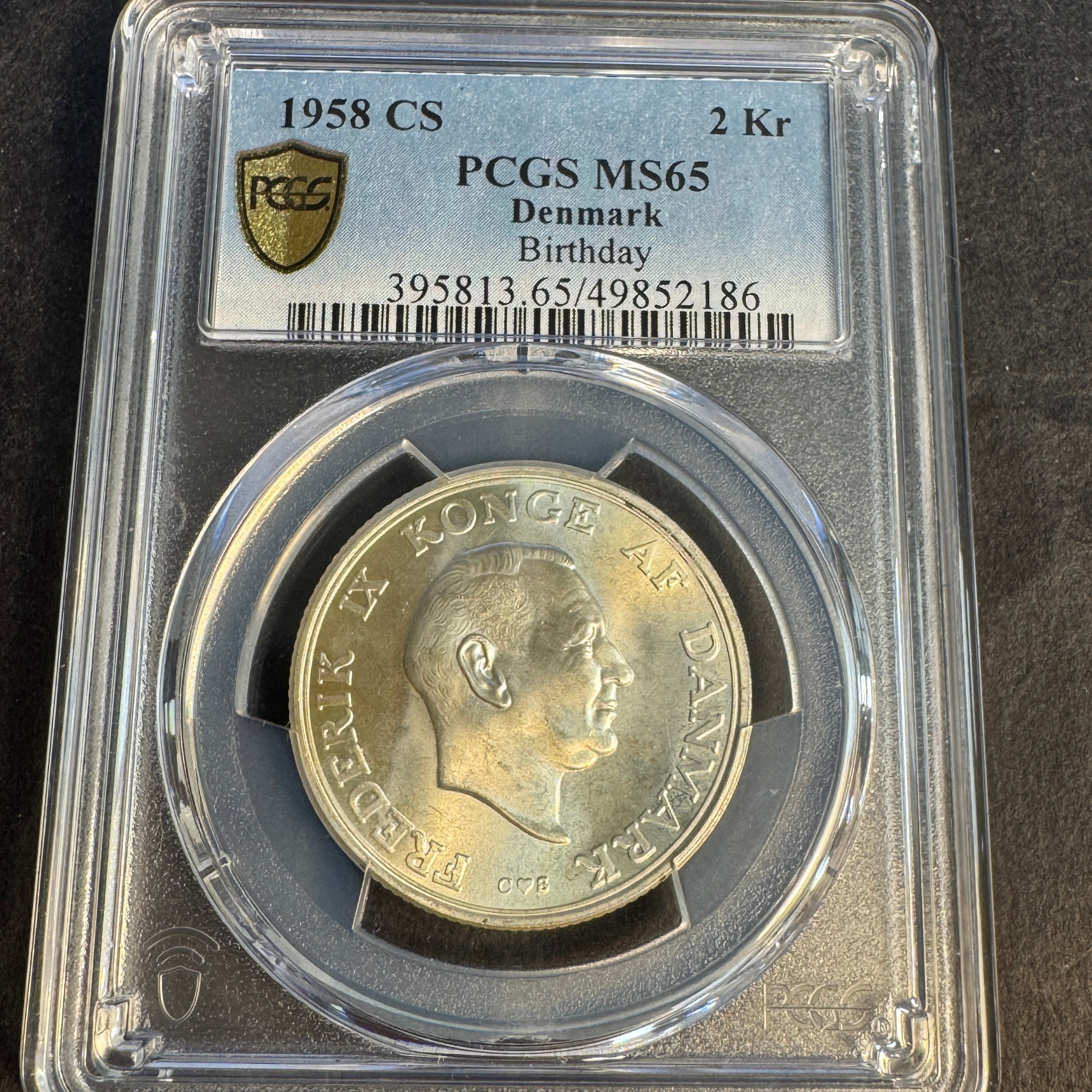 1958 CS Denmark 2 Kroner silver, Princess Birthday, PCGS MS-65 🇩🇰