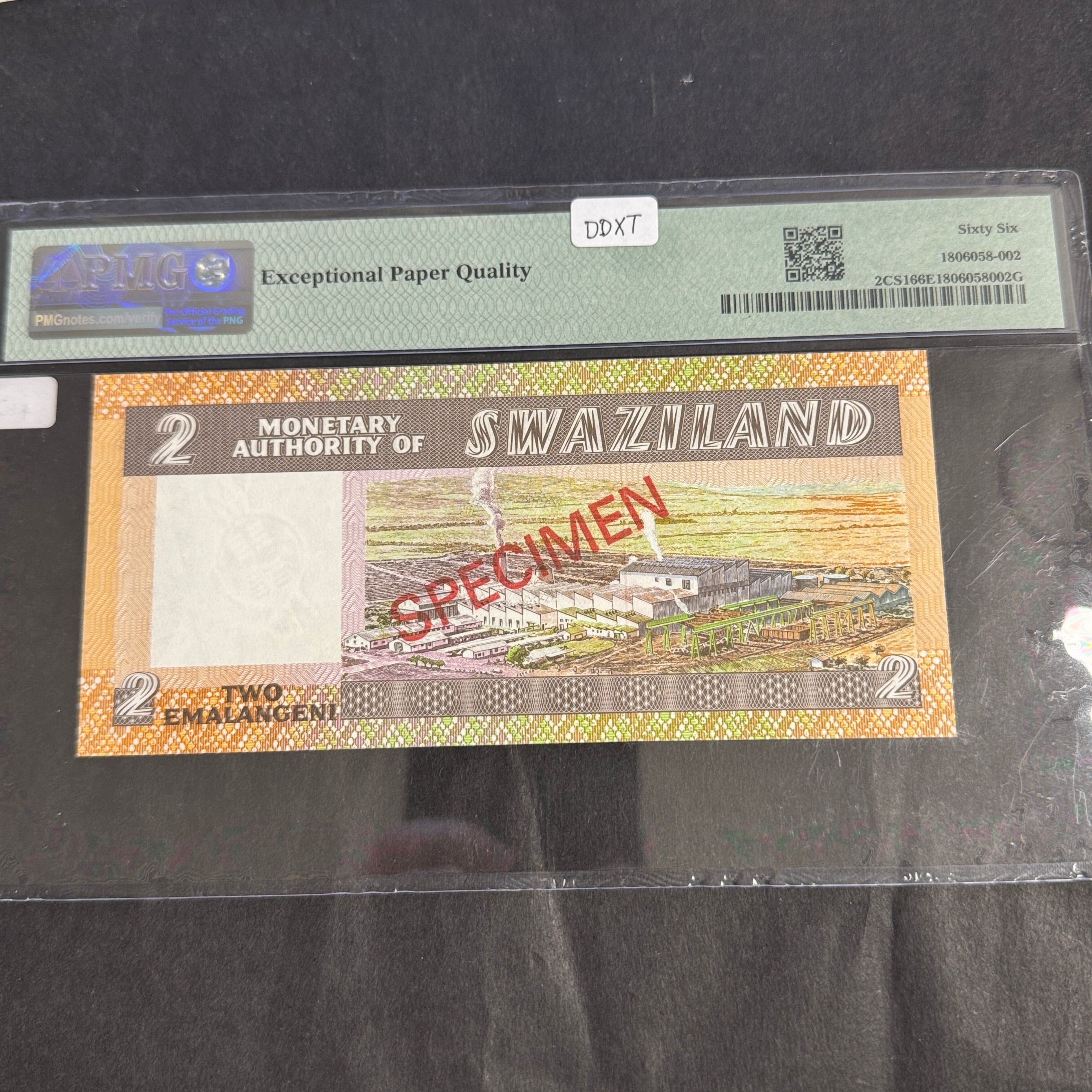 (1974) Swaziland 10 Emalangeni SPECIMEN Banknote, P#3CS1, PMG 66 Gem Unc EPQ