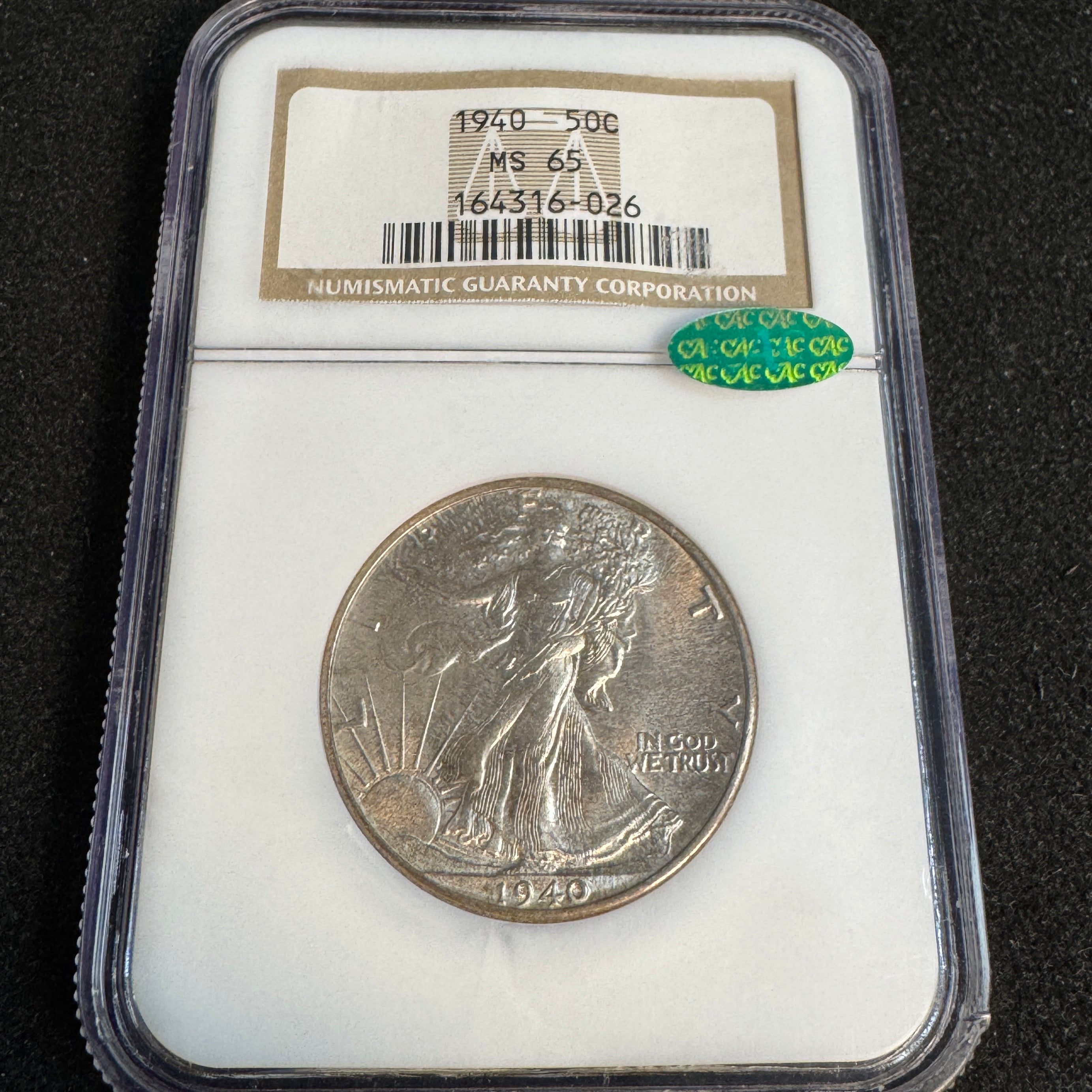 1940 (P) Walking Liberty Half Dollar, NGC MS-65 + Green CAC 🟢