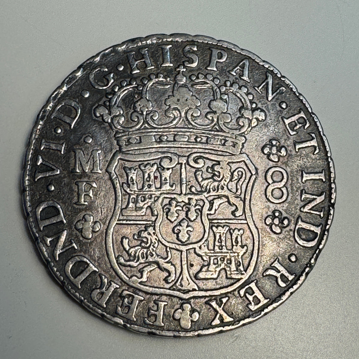 1750 MF Mexico 8 Reales. Ferdinand VI Pillars type. Cal-474. Lovely VF+