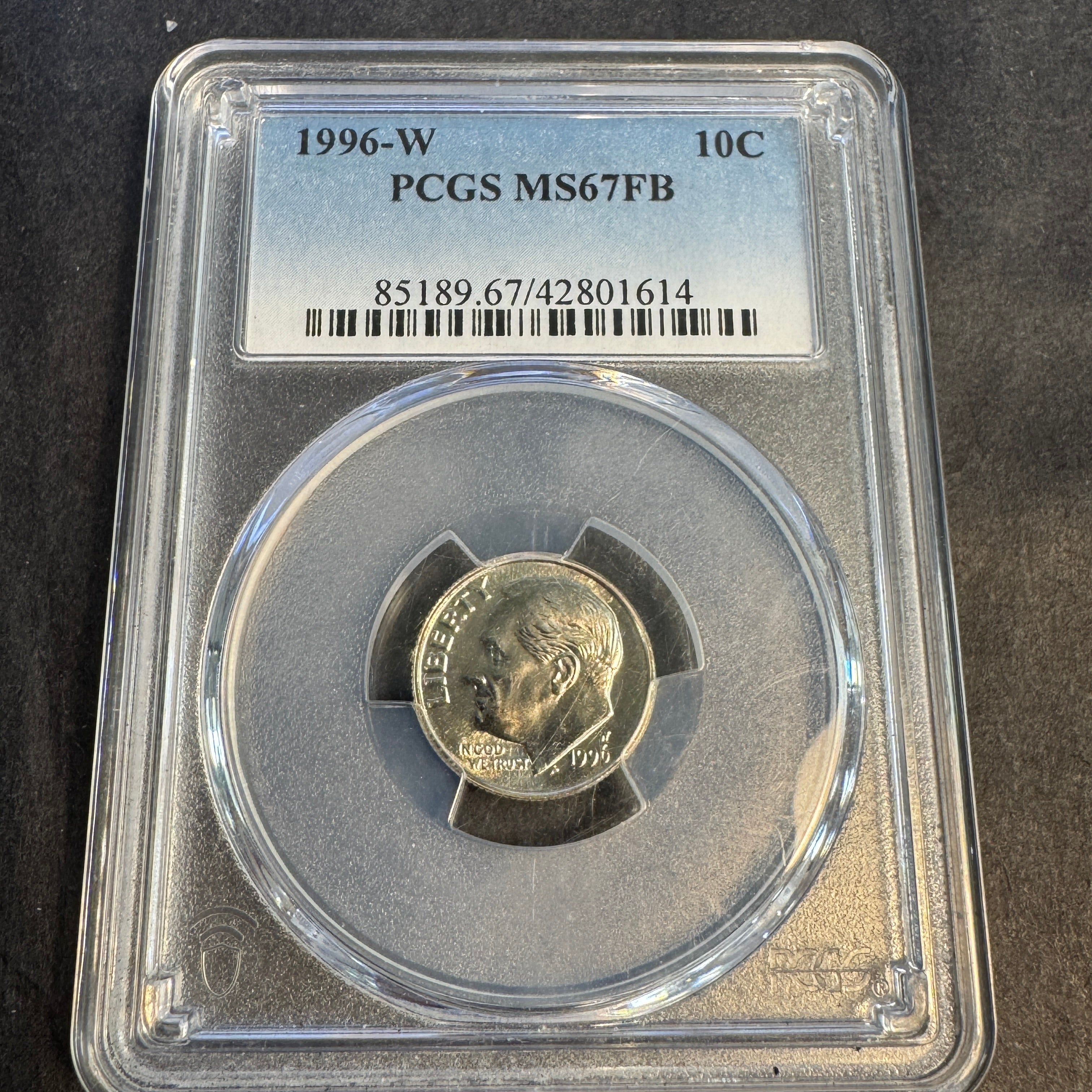 1996-W Roosevelt Dime 10c West Point, PCGS MS-67 FB