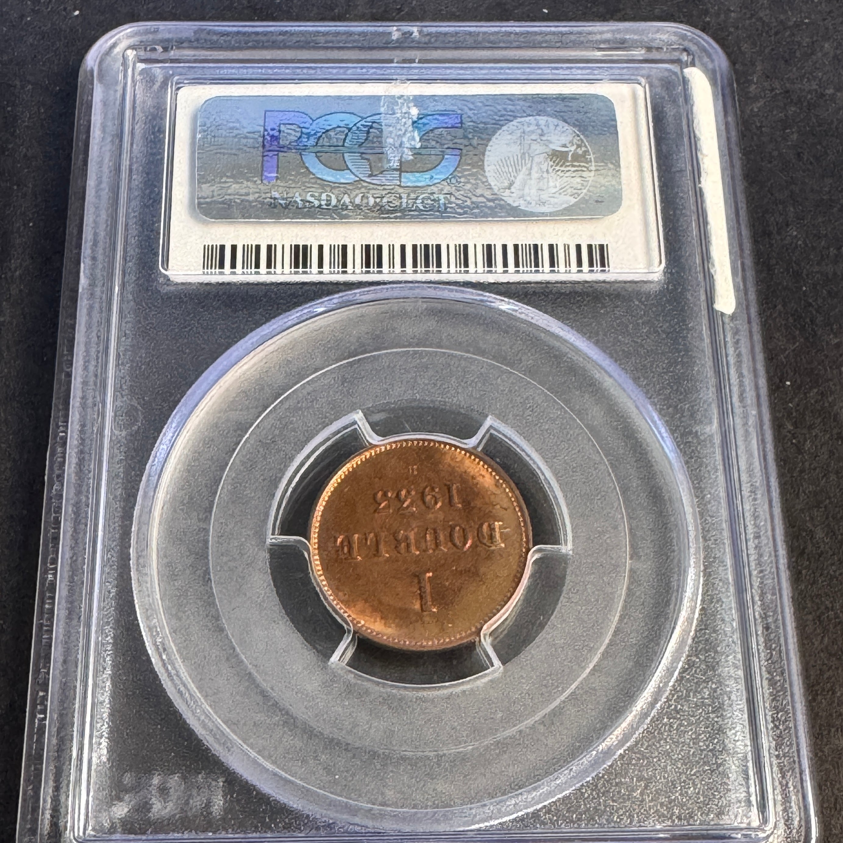 1933-H Guernsey 1 Double, KM#11, PCGS MS-65 RD red 🇬🇬