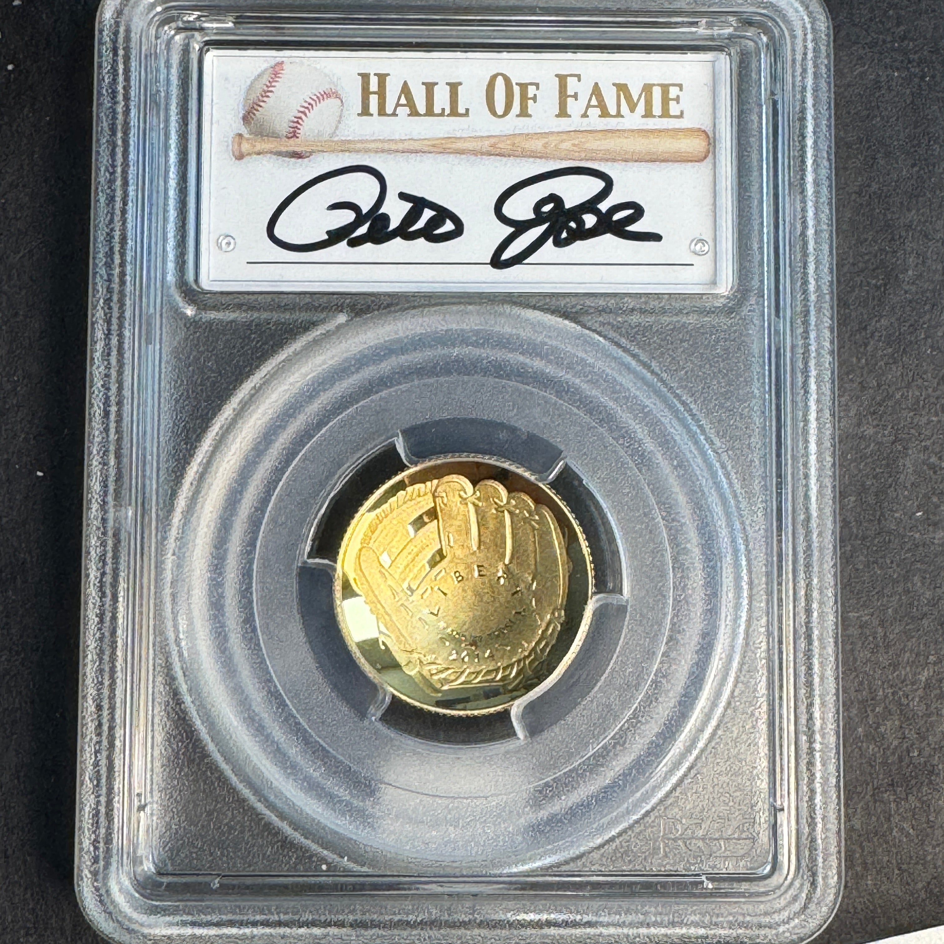 PETE ROSE Autographed 2014-W Baseball ⚾️ HOF $5 US Gold, PCGS PR-70 DCAM 💎