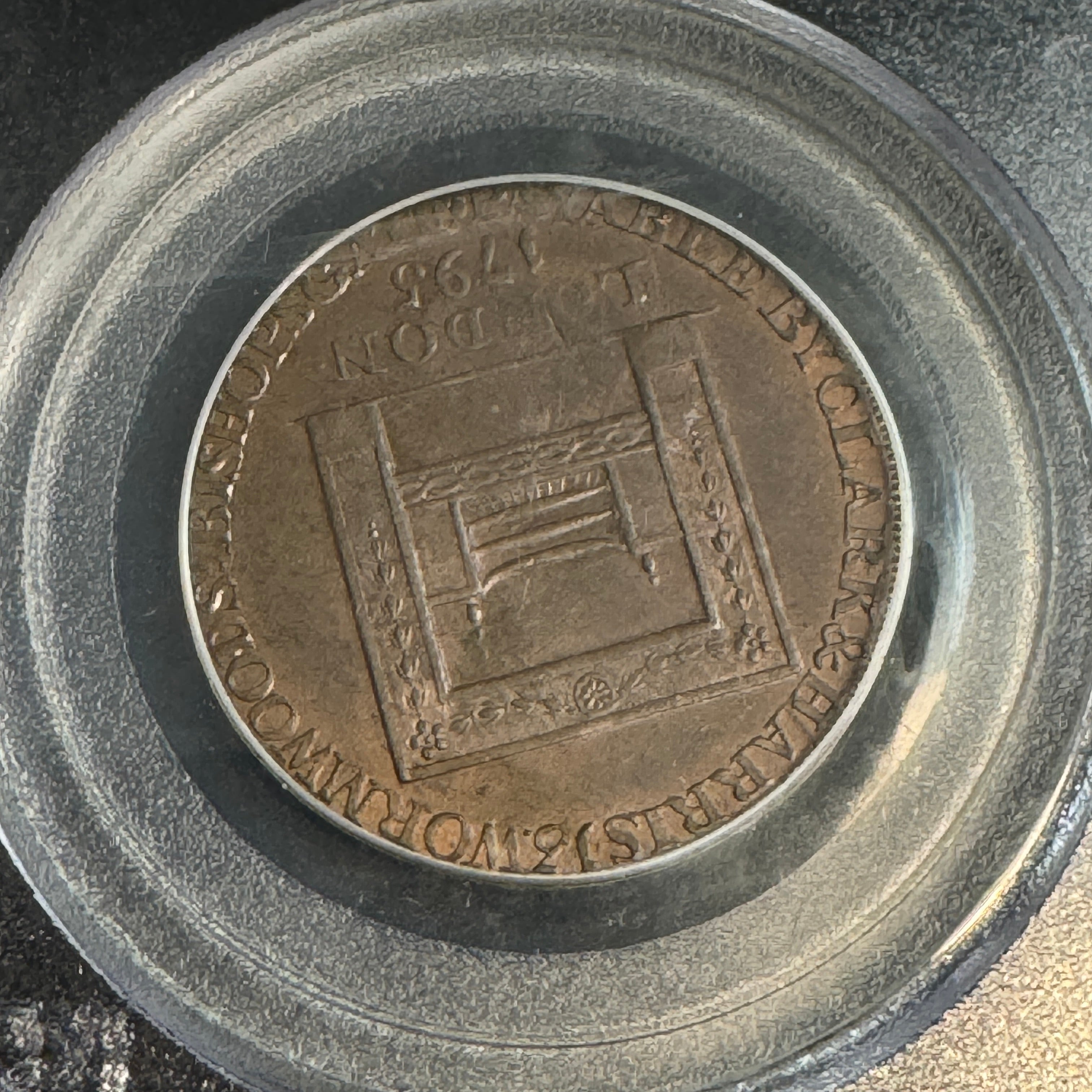 1795 George Washington “Grate” type London Conder 1/2 Penny, Lettered Edge, PCGS MS-64 BN