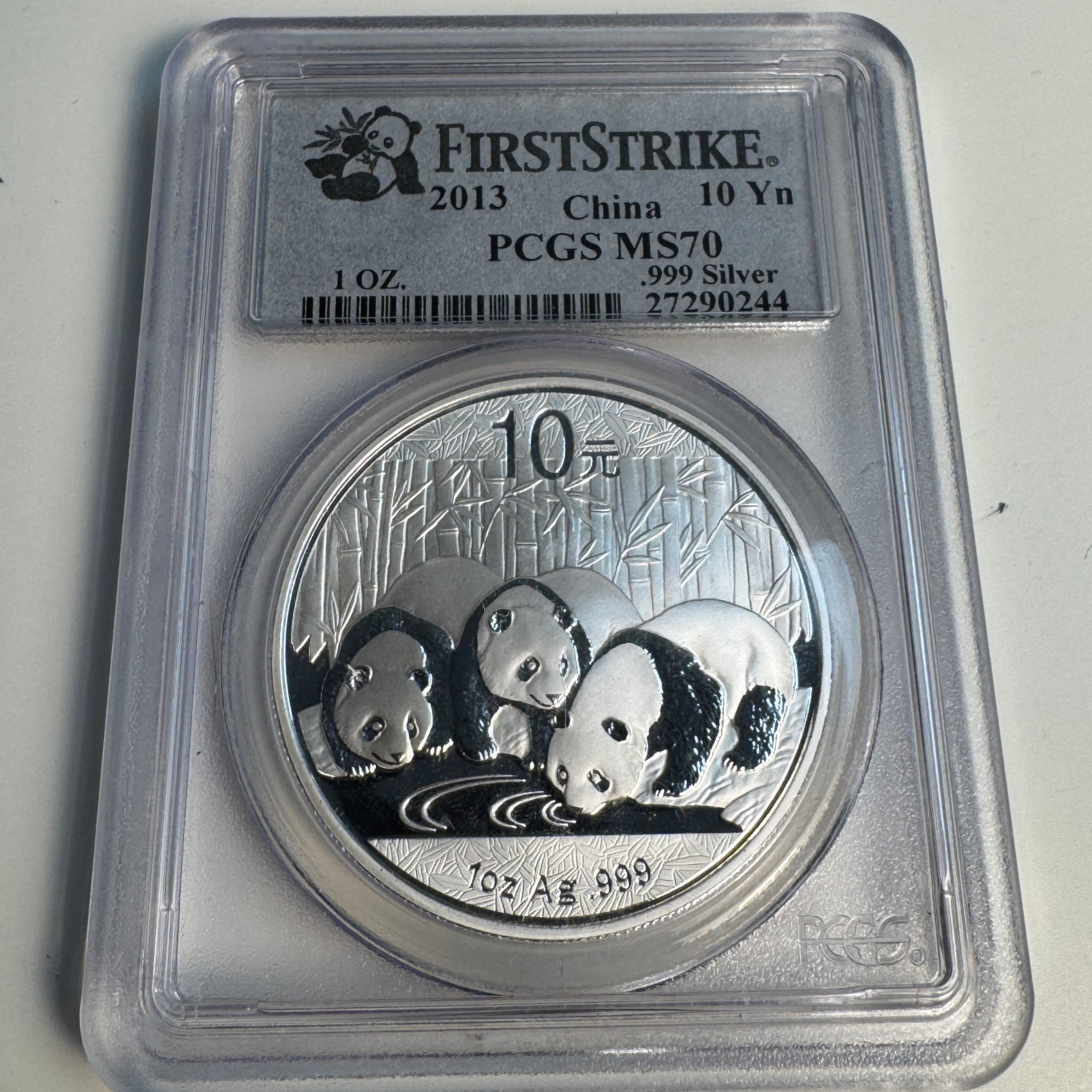 2013 China 1oz Panda, First Strike PCGS MS-70