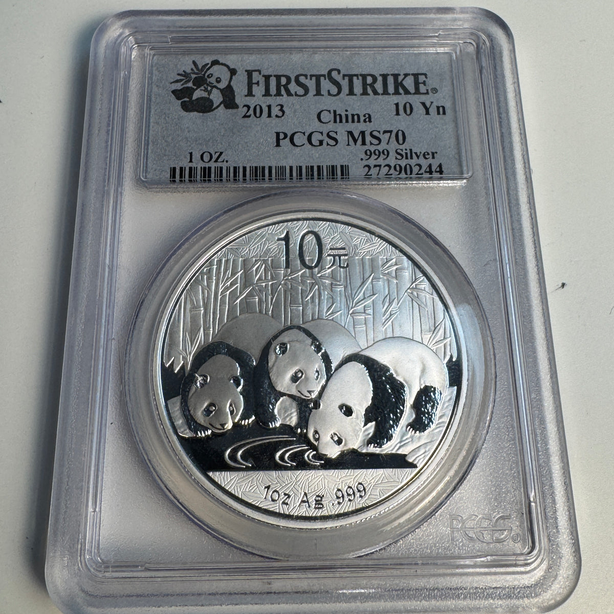 2013 China 1oz Panda, First Strike PCGS MS-70