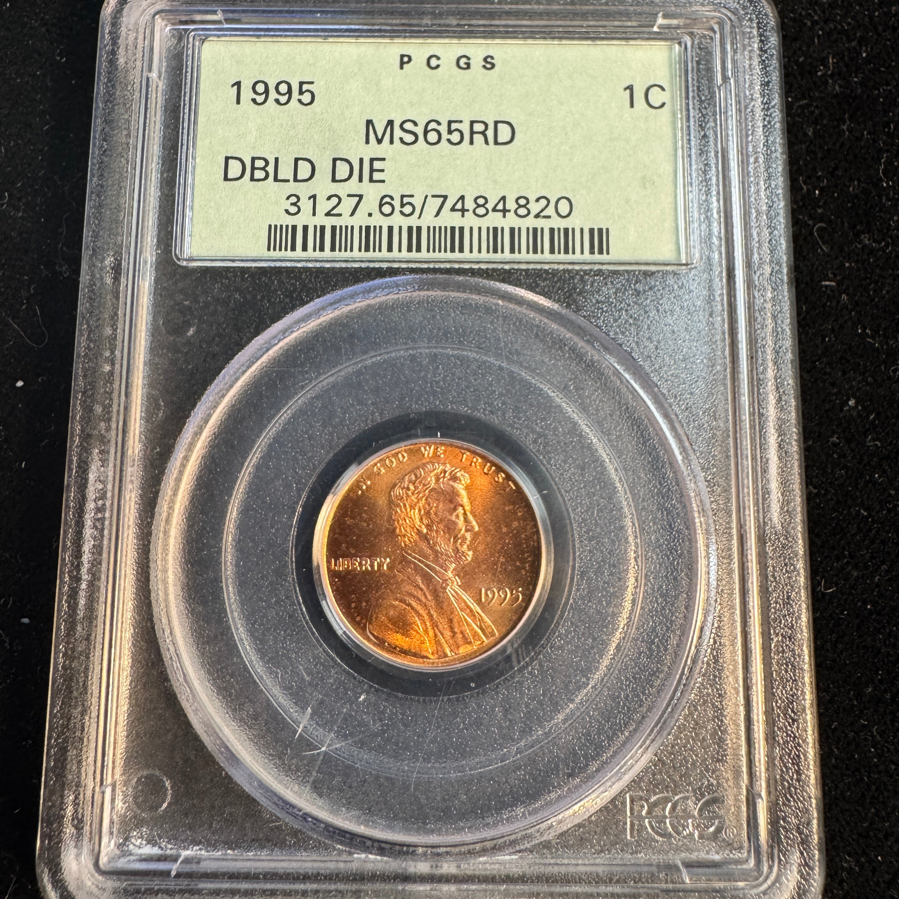 1995 Doubled Die Error Lincoln Cent US 1C, OGH PCGS MS-65 RD