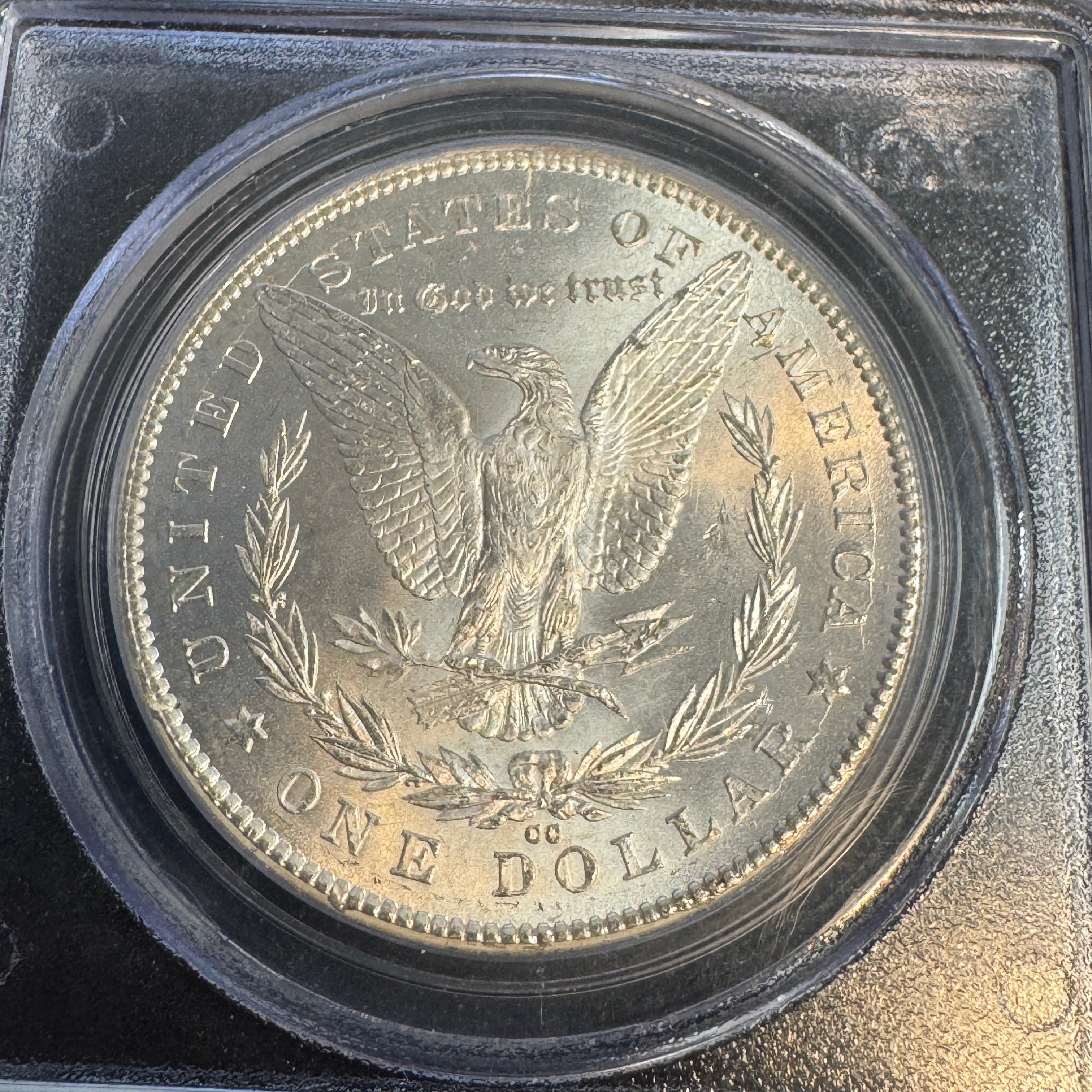 1878-CC Morgan Silver Dollar, PCGS MS-64, obverse toning