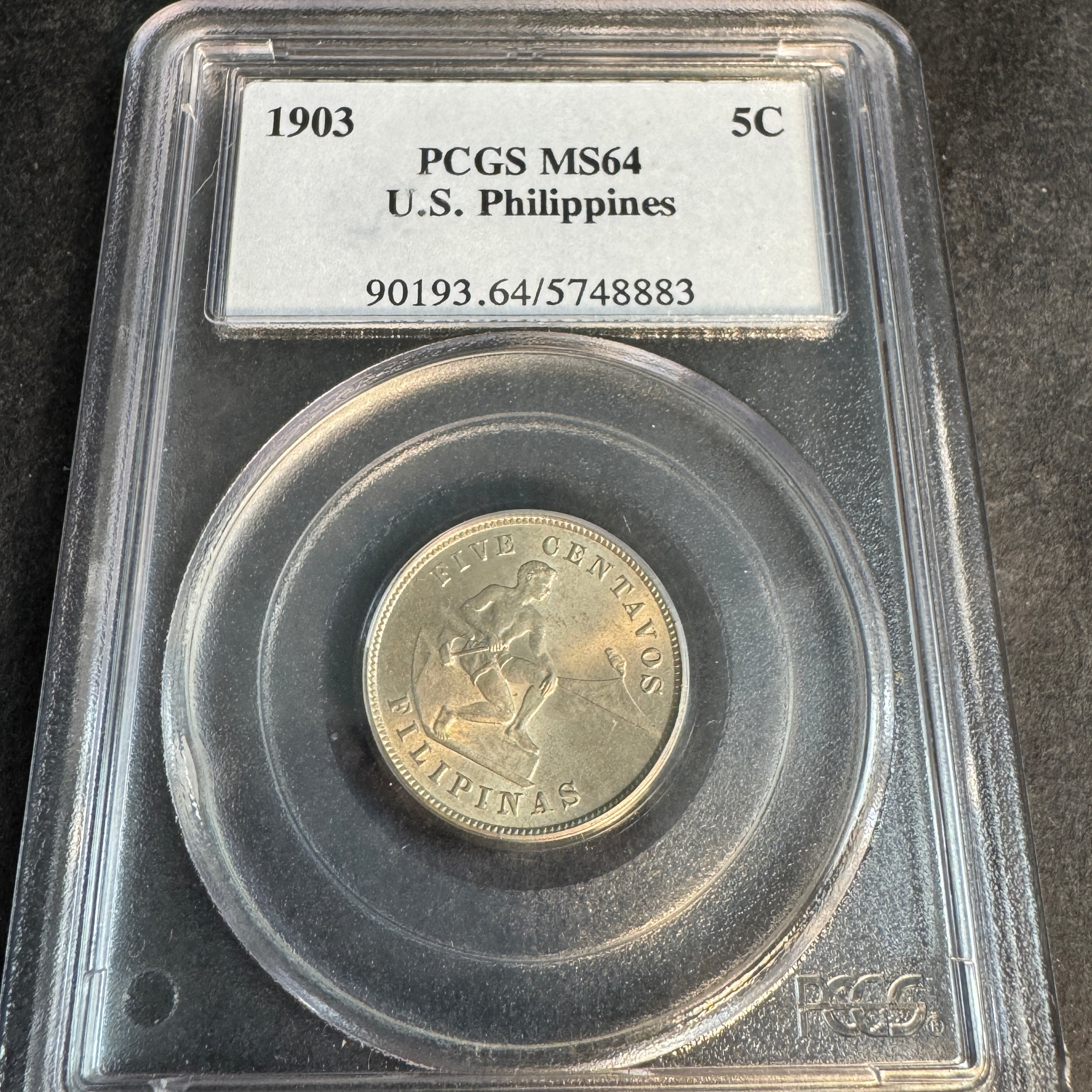 1903 US Philippines 5 Centavos, PCGS MS-64