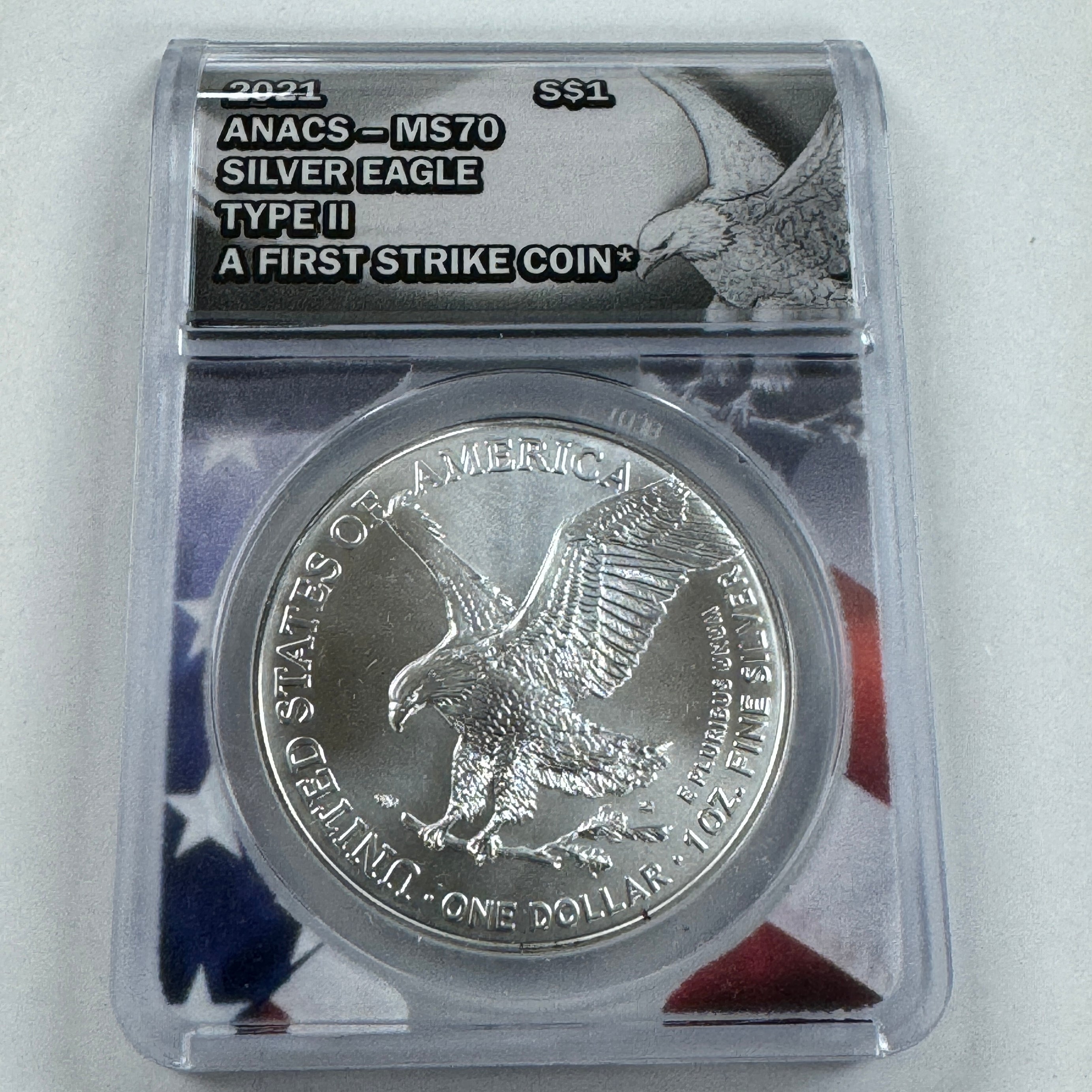 2021 American Silver Eagle $1 Type II ASE, ANACS MS-70 First Strike 🇺🇸