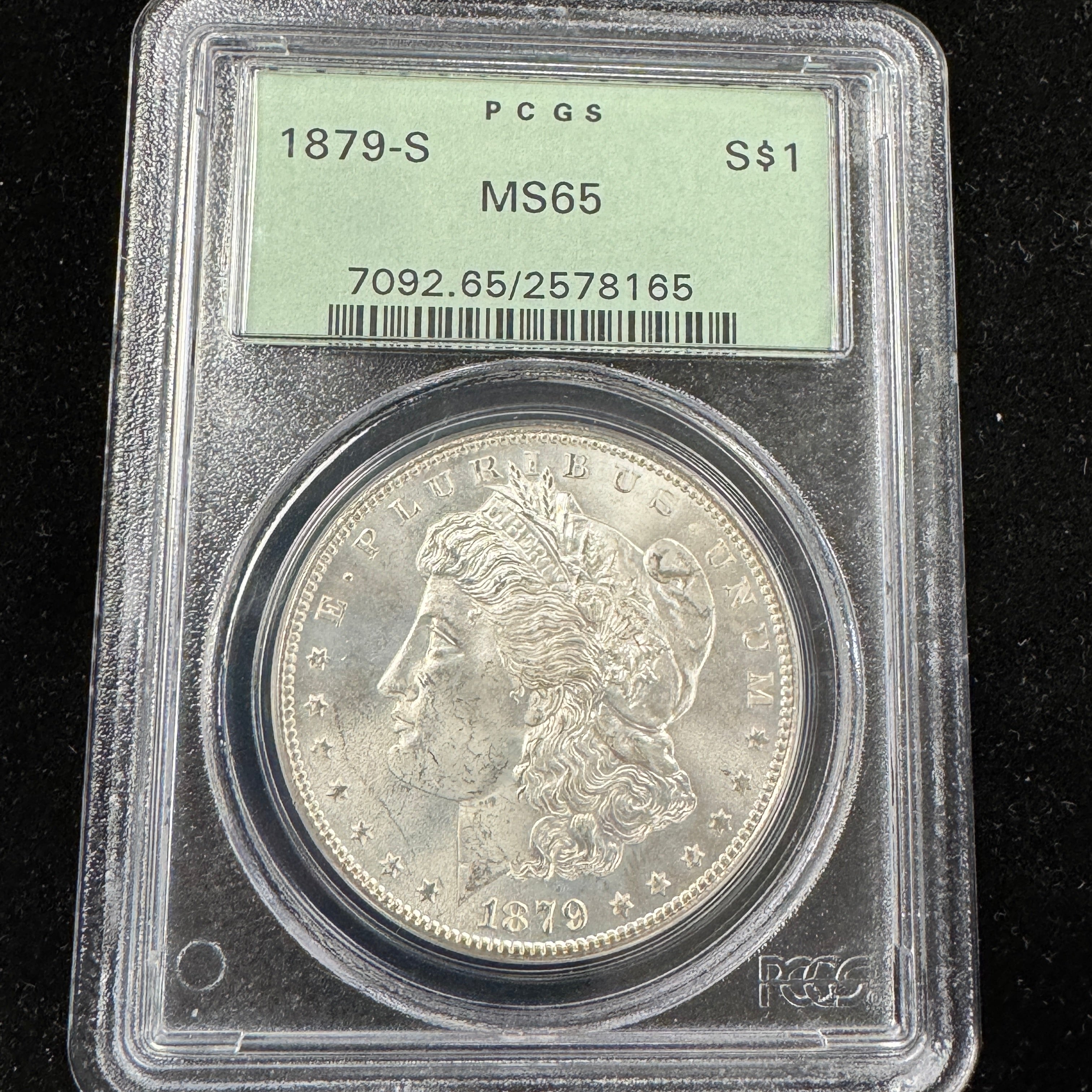 1879-S Morgan Silver Dollar US $1, Green PCGS MS-65