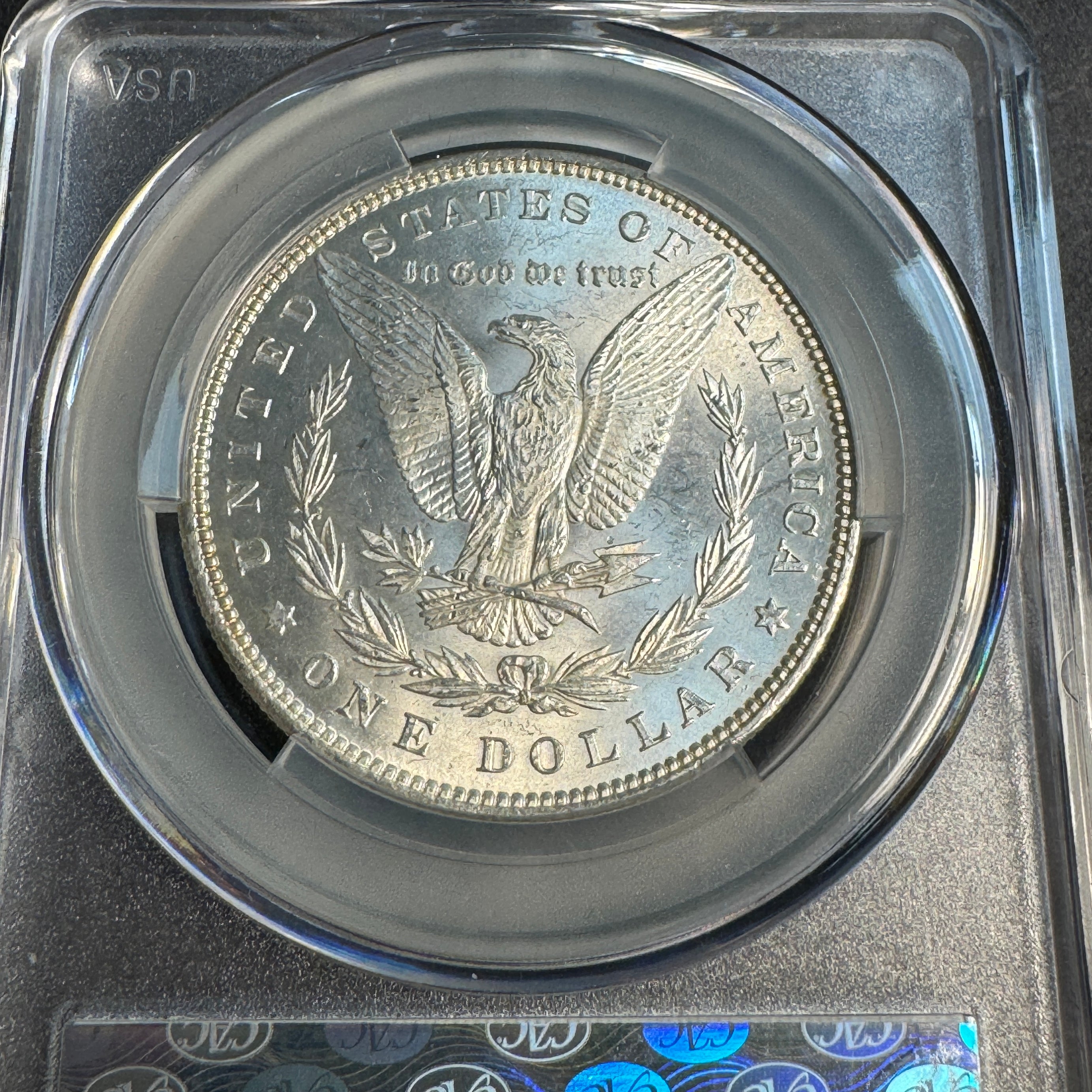 1881 Morgan Silver Dollar US$1, Obverse Rainbow Toning, CAC MS-63