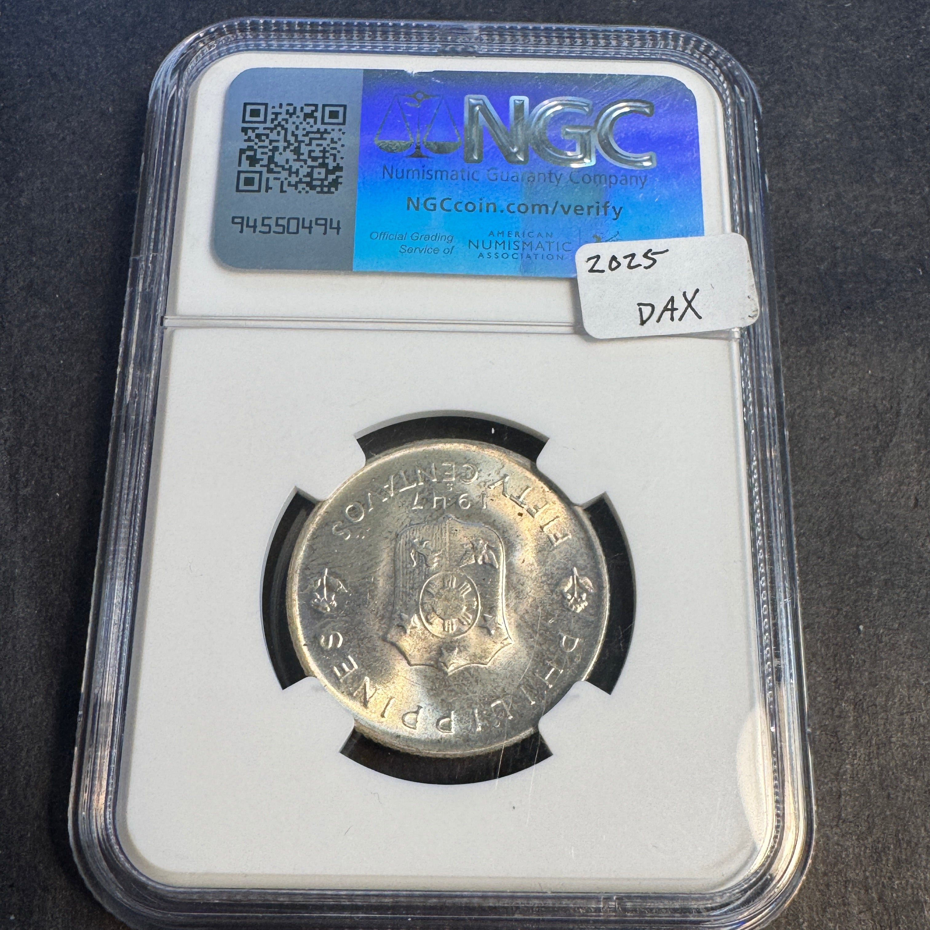 1947-S Philippines 50 Centavos, MacArthur, NGC MS-64 🇵🇭