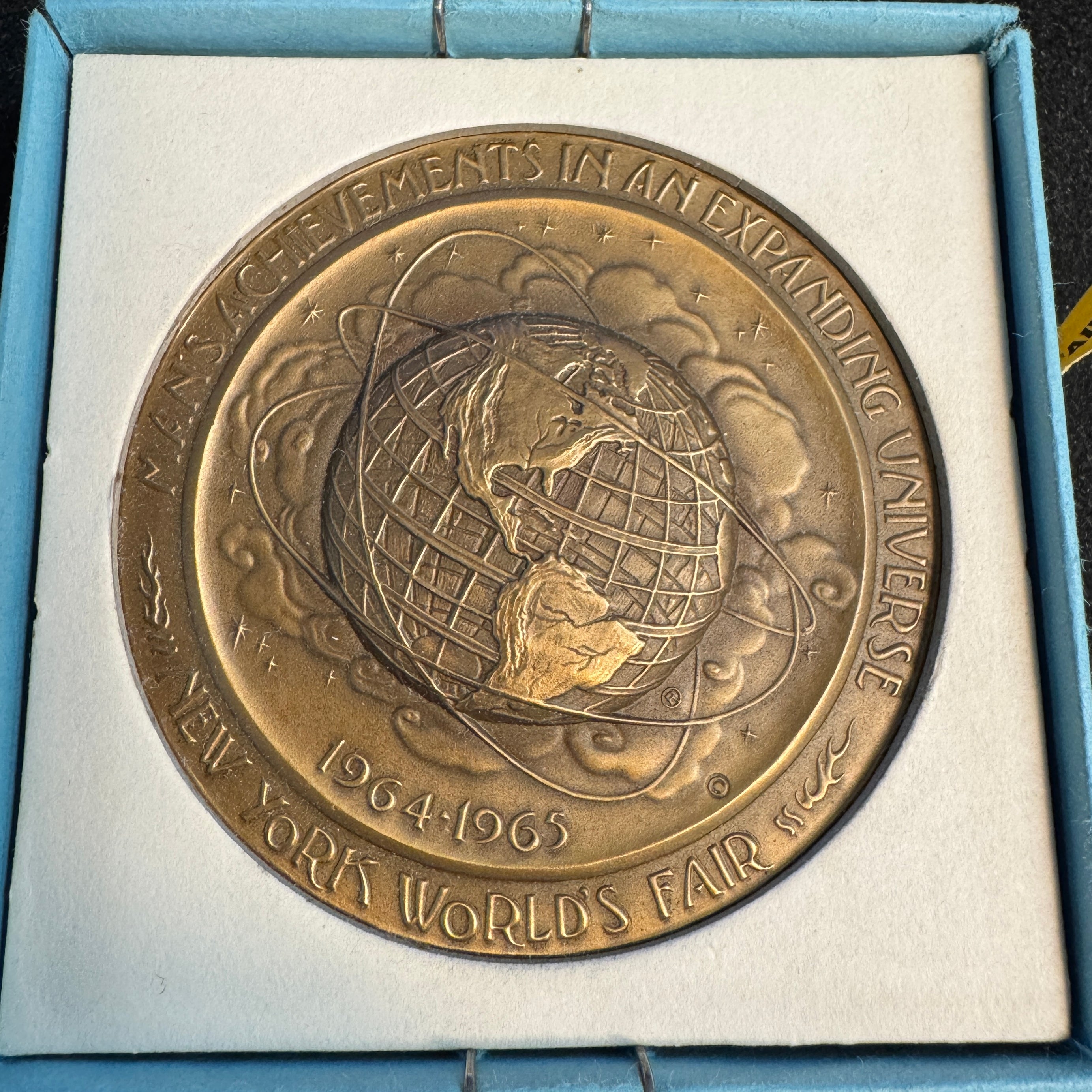 1964-1965 New York World’s Fair Official Medal, Medallic Art Co, Bronze 64mm, original box