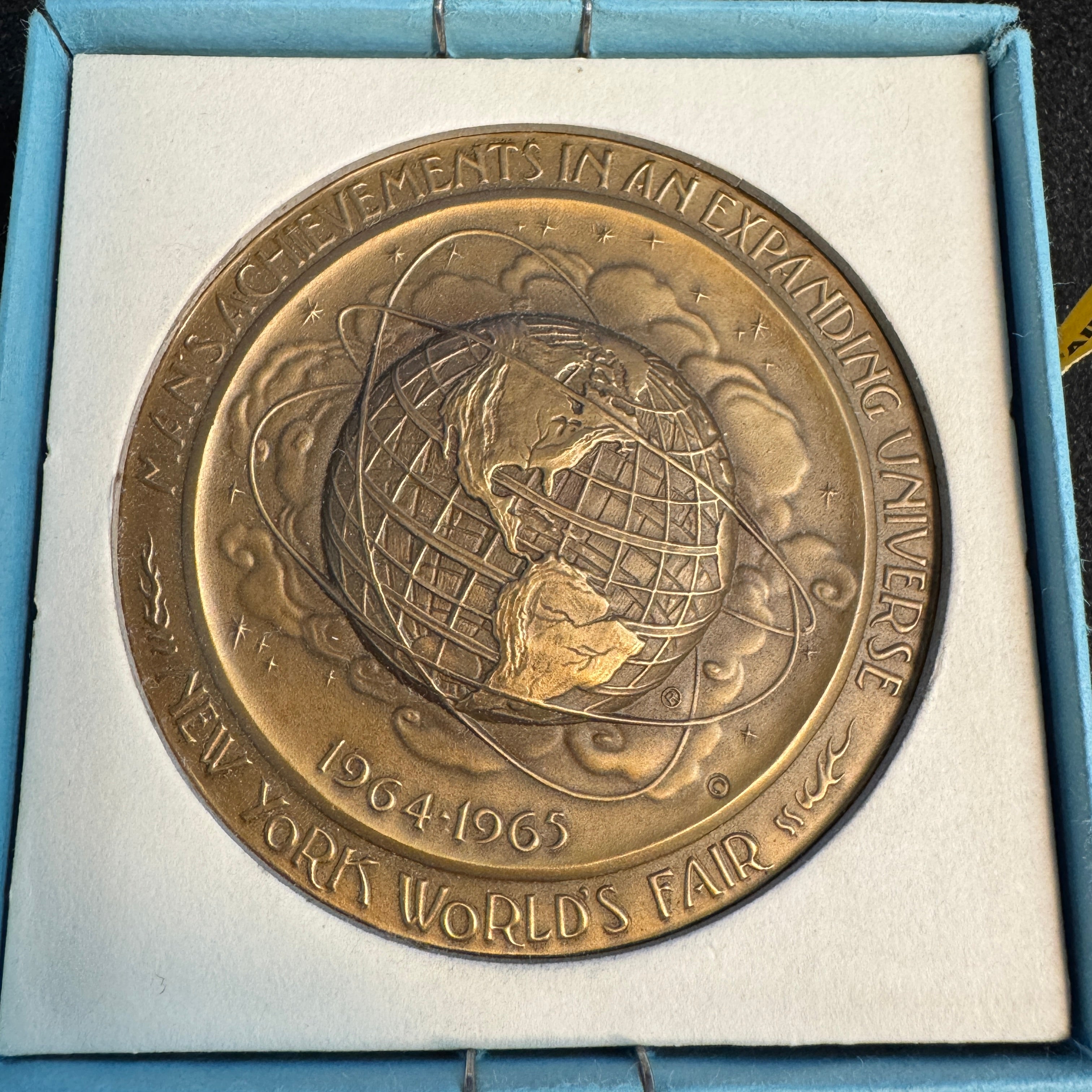 1964-1965 New York World’s Fair Official Medal, Medallic Art Co, Bronze 64mm, original box