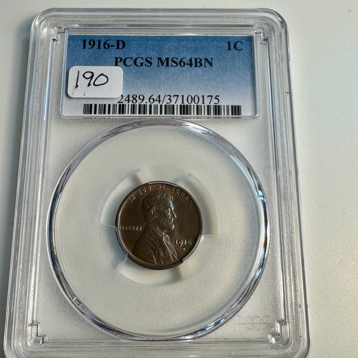1916-D Lincoln Wheat Cent, PCGS MS-64 BN